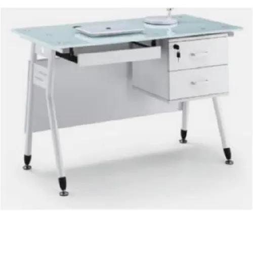 1.2 Metre Glass Top Office Desk-White