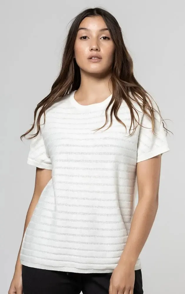 14GG COTTON/LINEN STRIPE TEE - CLEARANCE