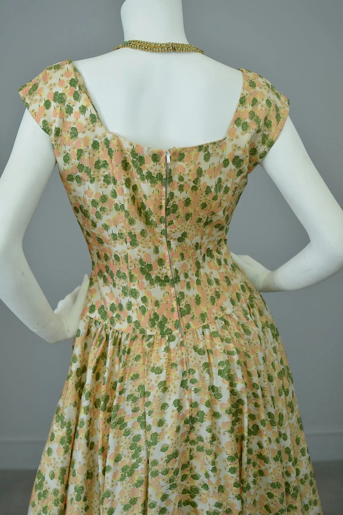 1950s Retro Print Drop Waist Party Dress