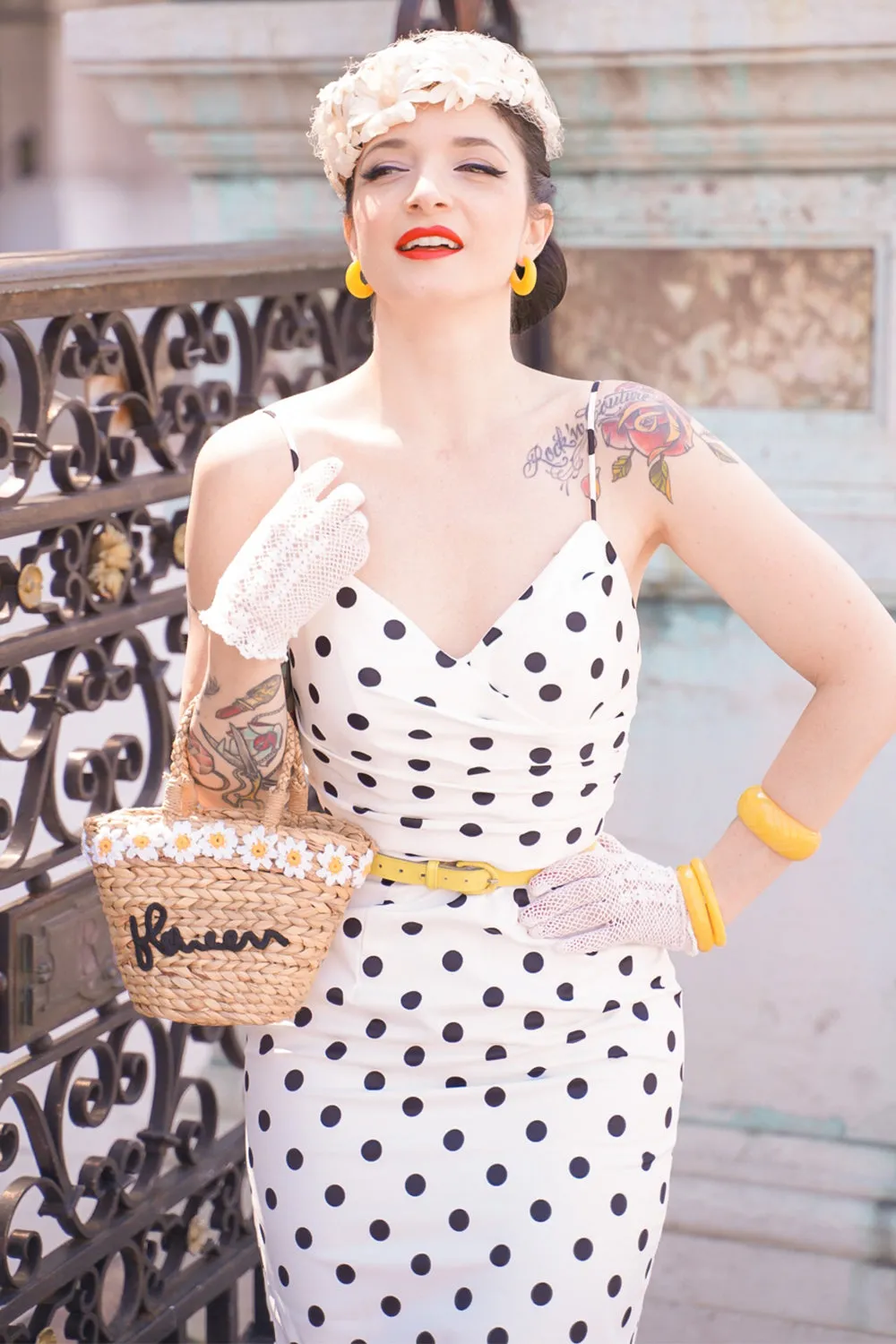 1960s Polka Dots Bodycon Dress