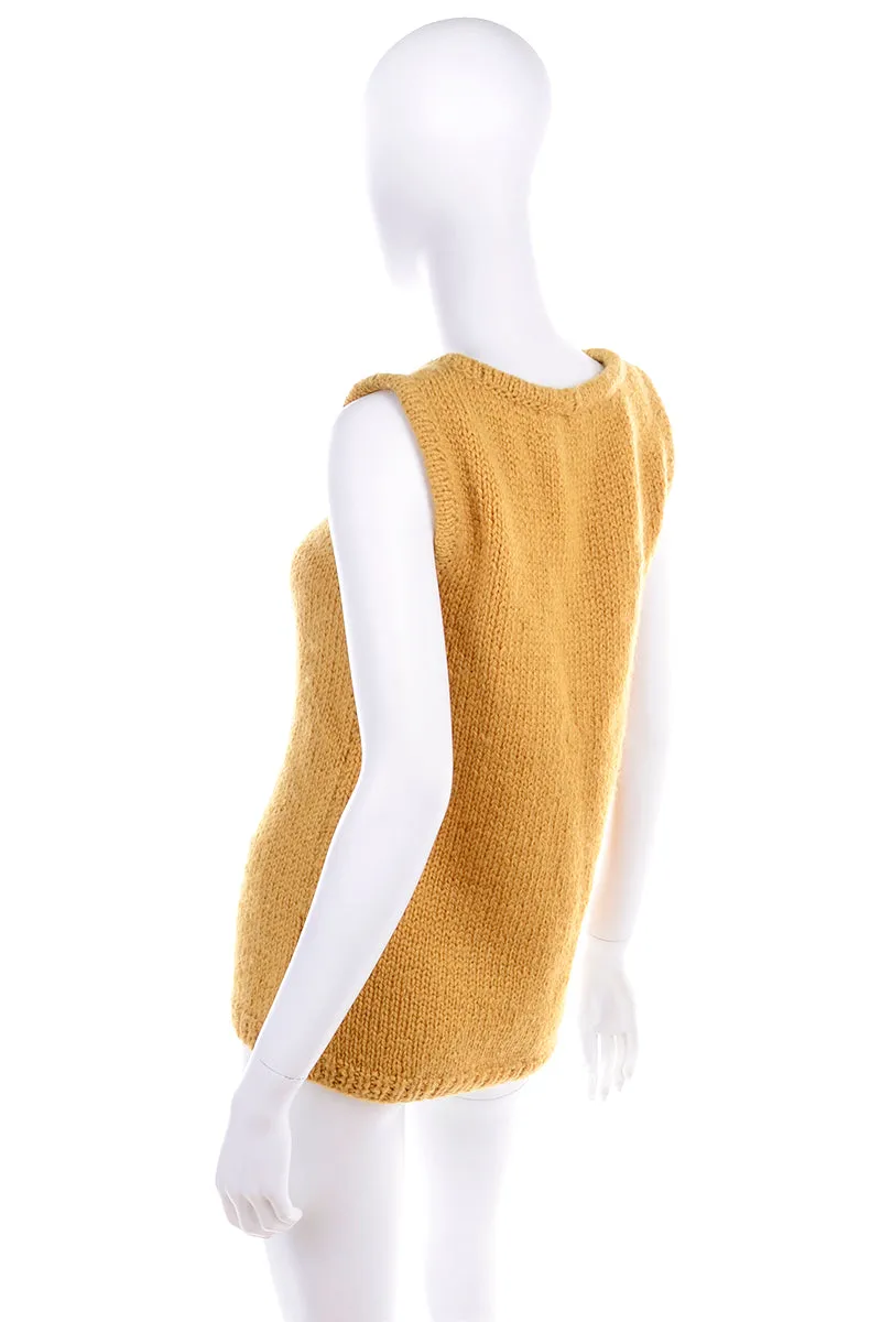 1970's Emilio Lapi Mustard Knit Novelty Dog Sweater Vest