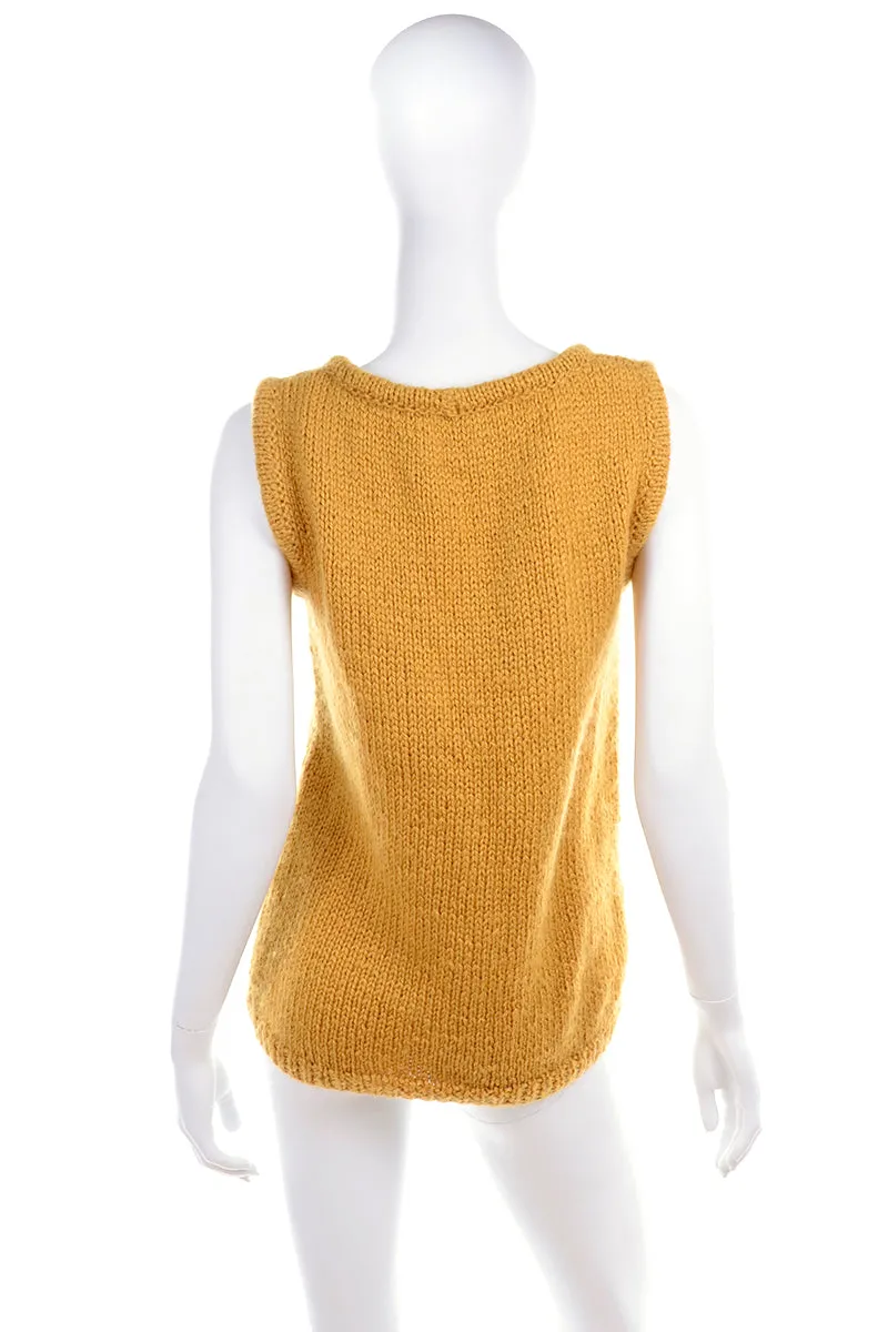 1970's Emilio Lapi Mustard Knit Novelty Dog Sweater Vest