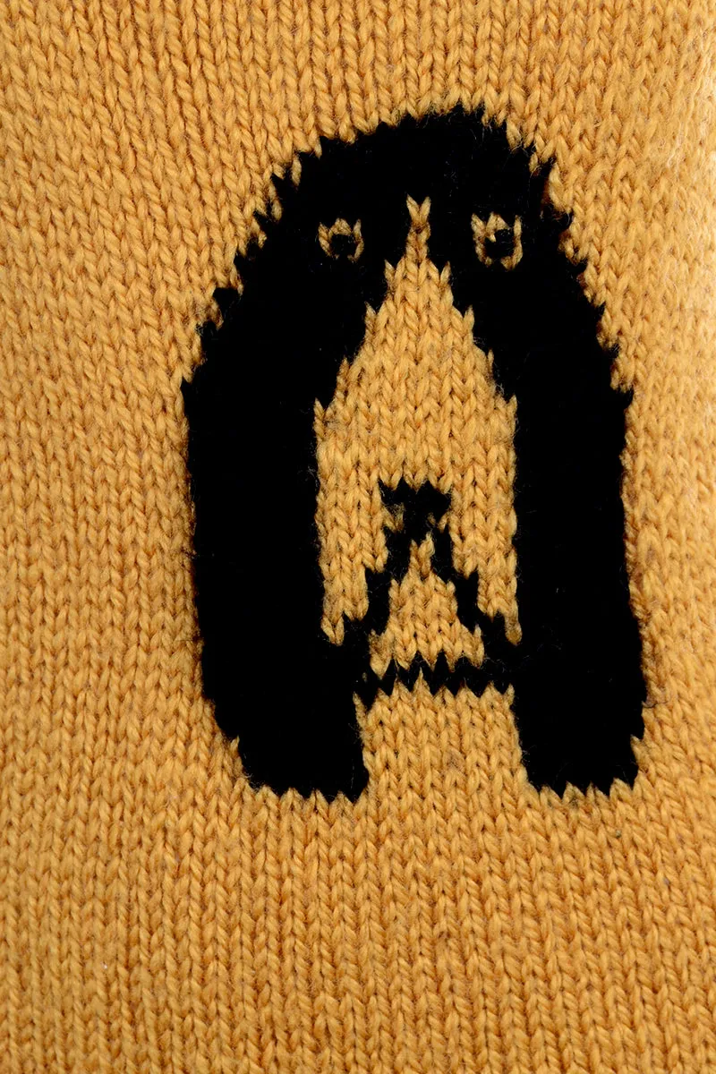 1970's Emilio Lapi Mustard Knit Novelty Dog Sweater Vest