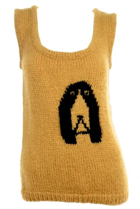 1970's Emilio Lapi Mustard Knit Novelty Dog Sweater Vest