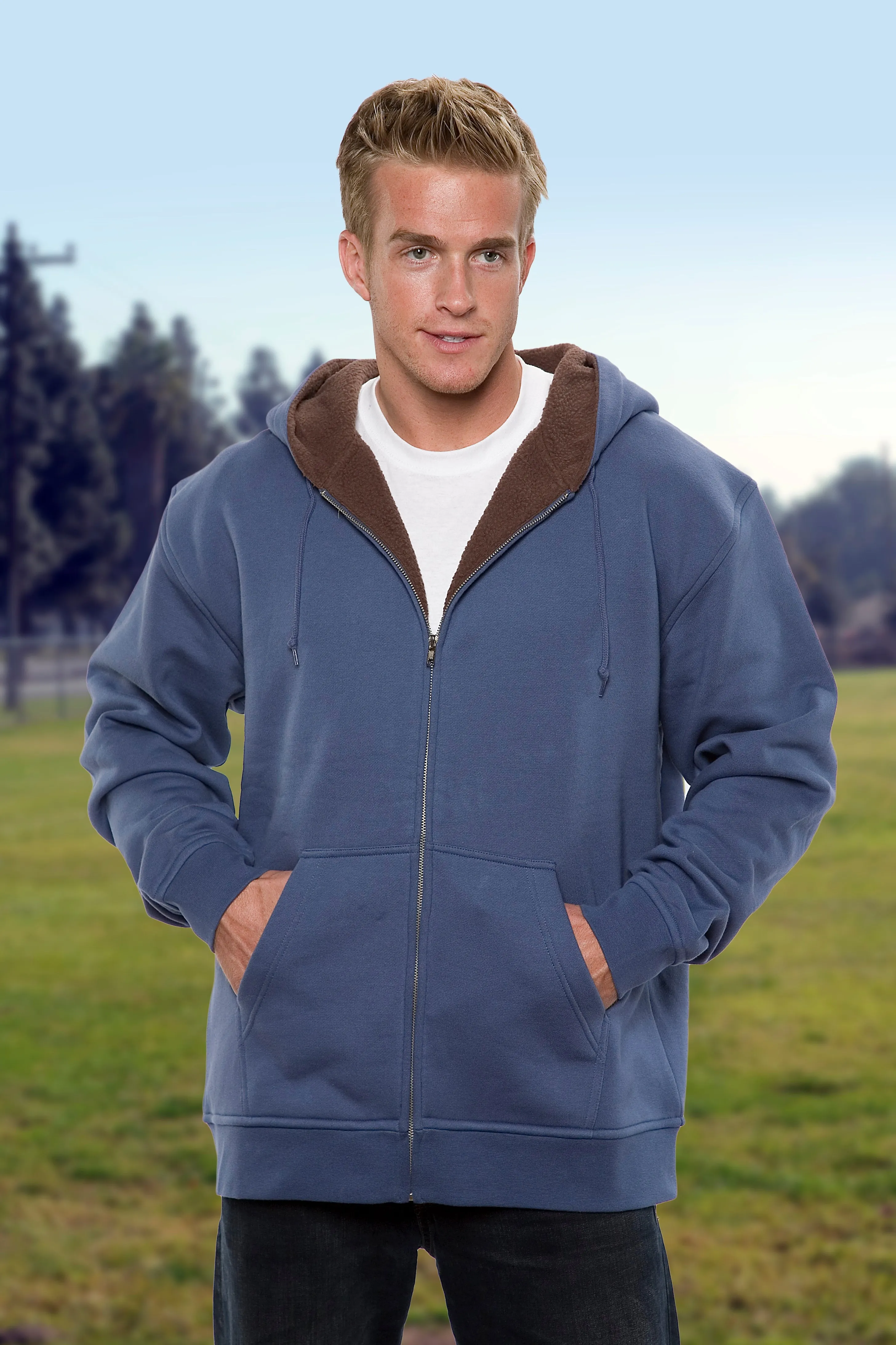 #5000 Mens Hoodie Full Zipper Sweatshirt Sherpa Lining