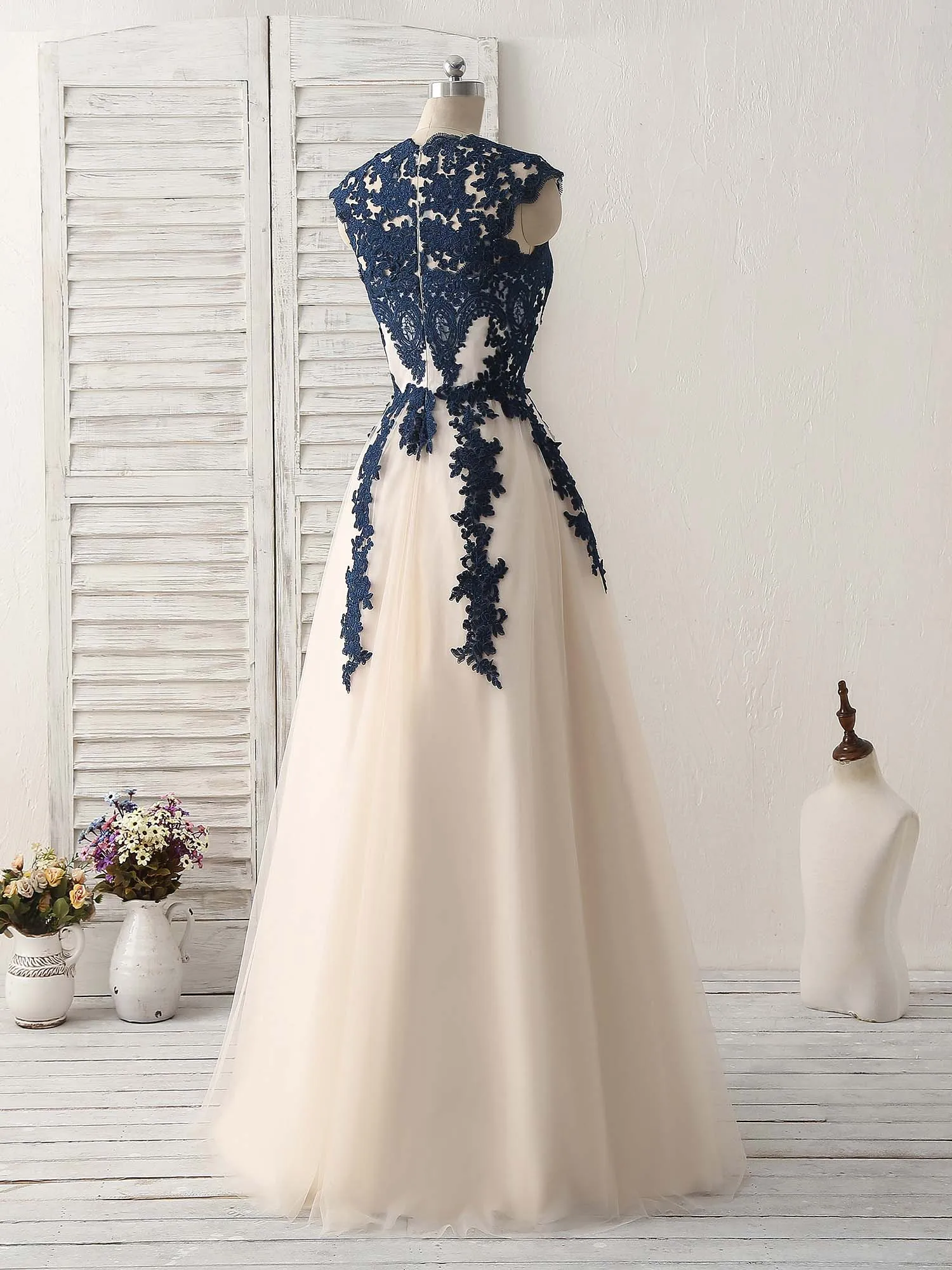 A-Line Tulle Appliques Formal Party Dress Bridesmaid Dress,DP1440