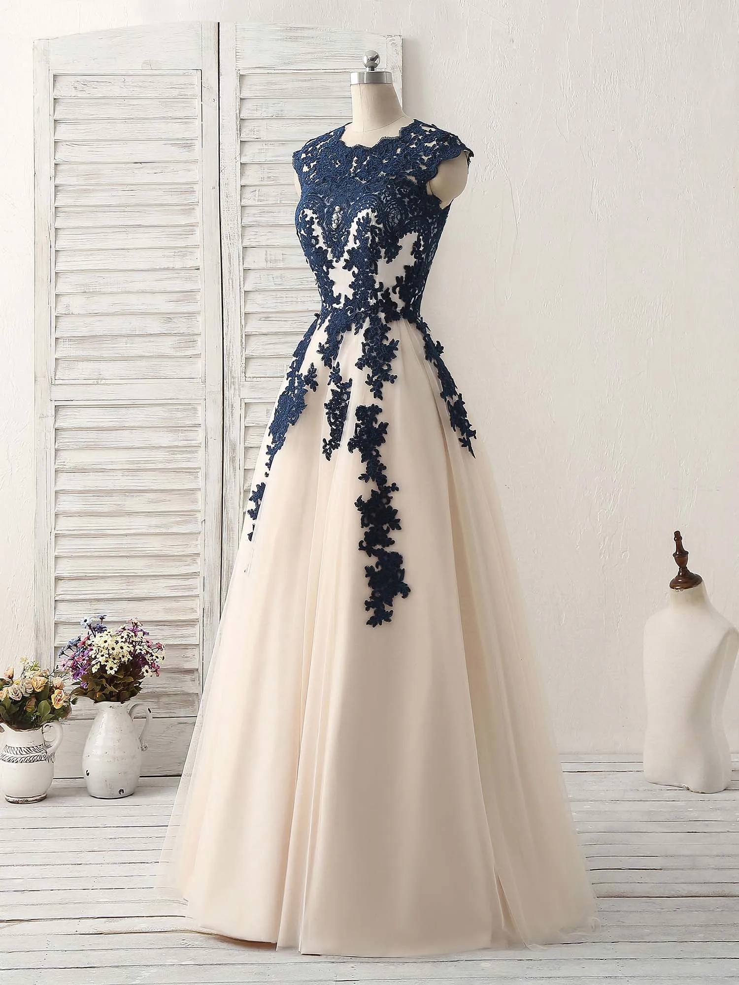 A-Line Tulle Appliques Formal Party Dress Bridesmaid Dress,DP1440