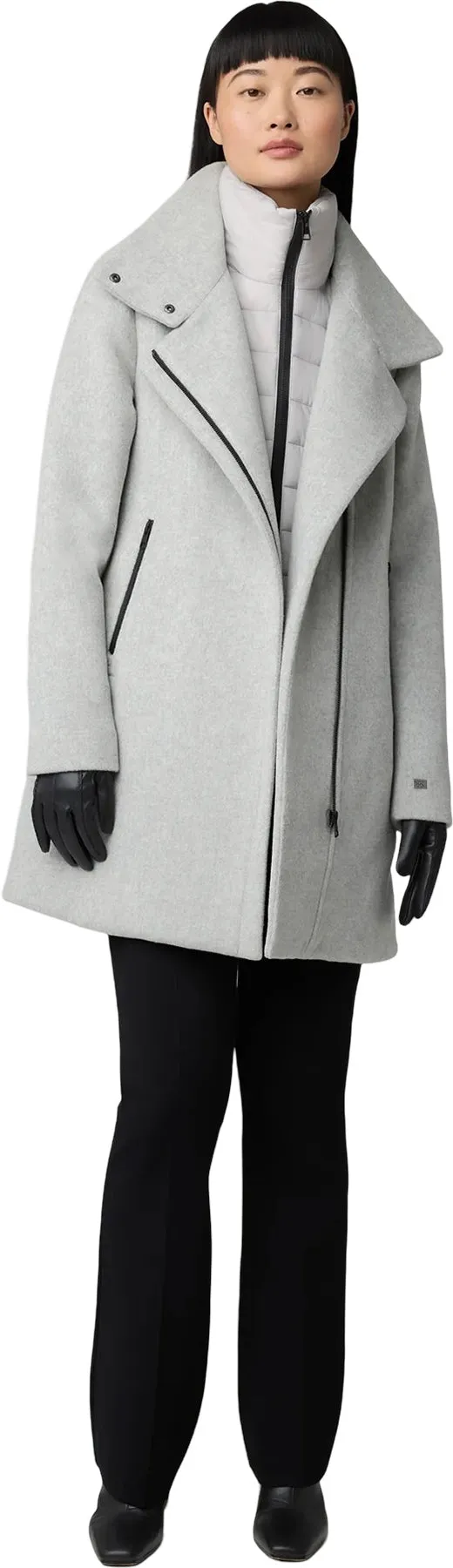 Abbi Straight-Fit Novelty Wool Coat with Puffer Collar - Women's|-|Manteau en laine texturé à coupe droite avec col bouffant Abbi - Femme