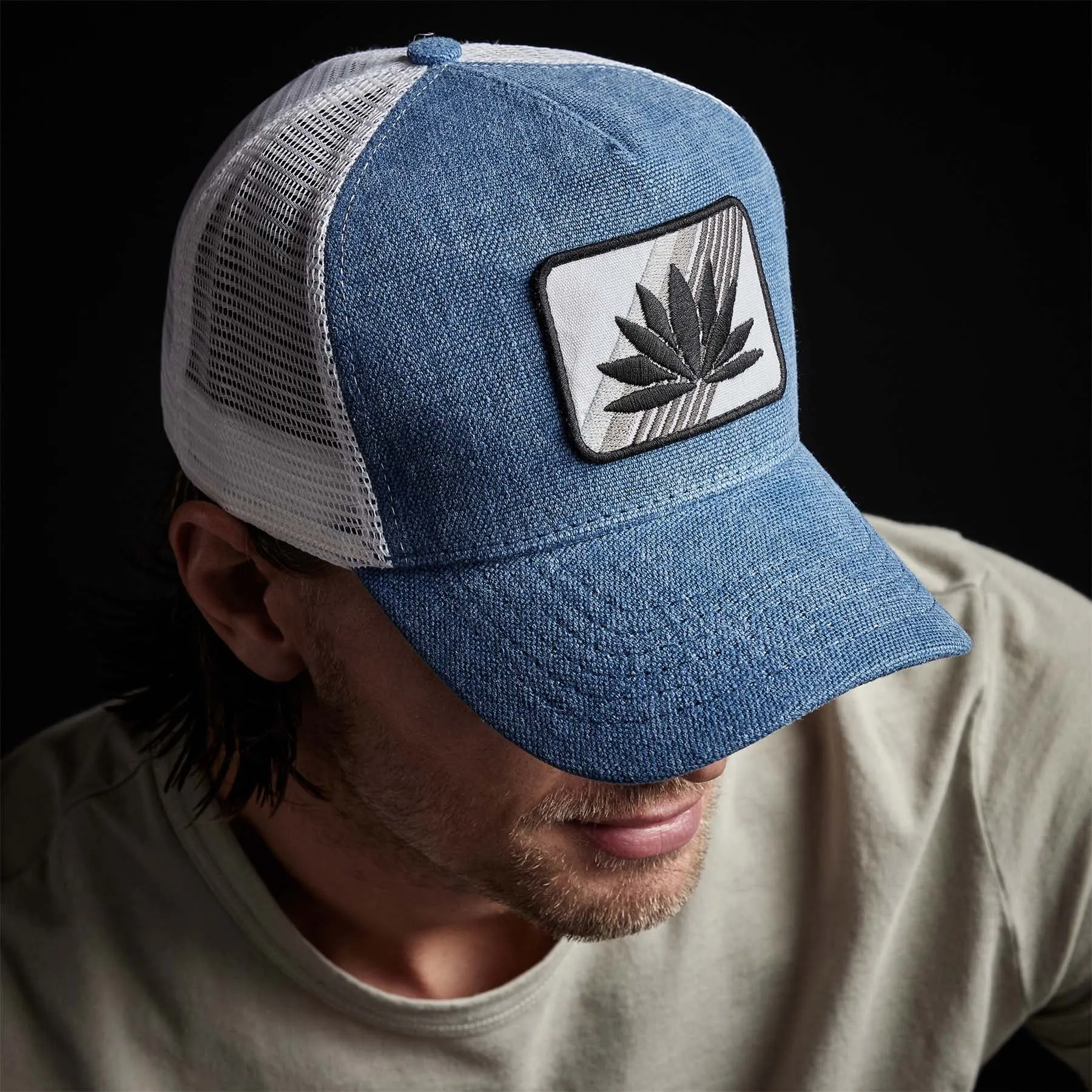 Agave Patch Linen Trucker Hat - Denim