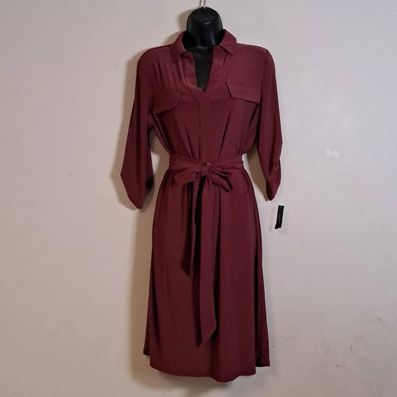 Alfani Tie-Waist Shirt dress Crimson Medium