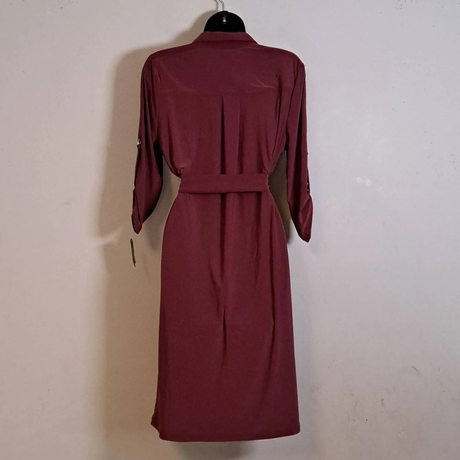 Alfani Tie-Waist Shirt dress Crimson Medium