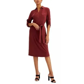 Alfani Tie-Waist Shirt dress Crimson Medium