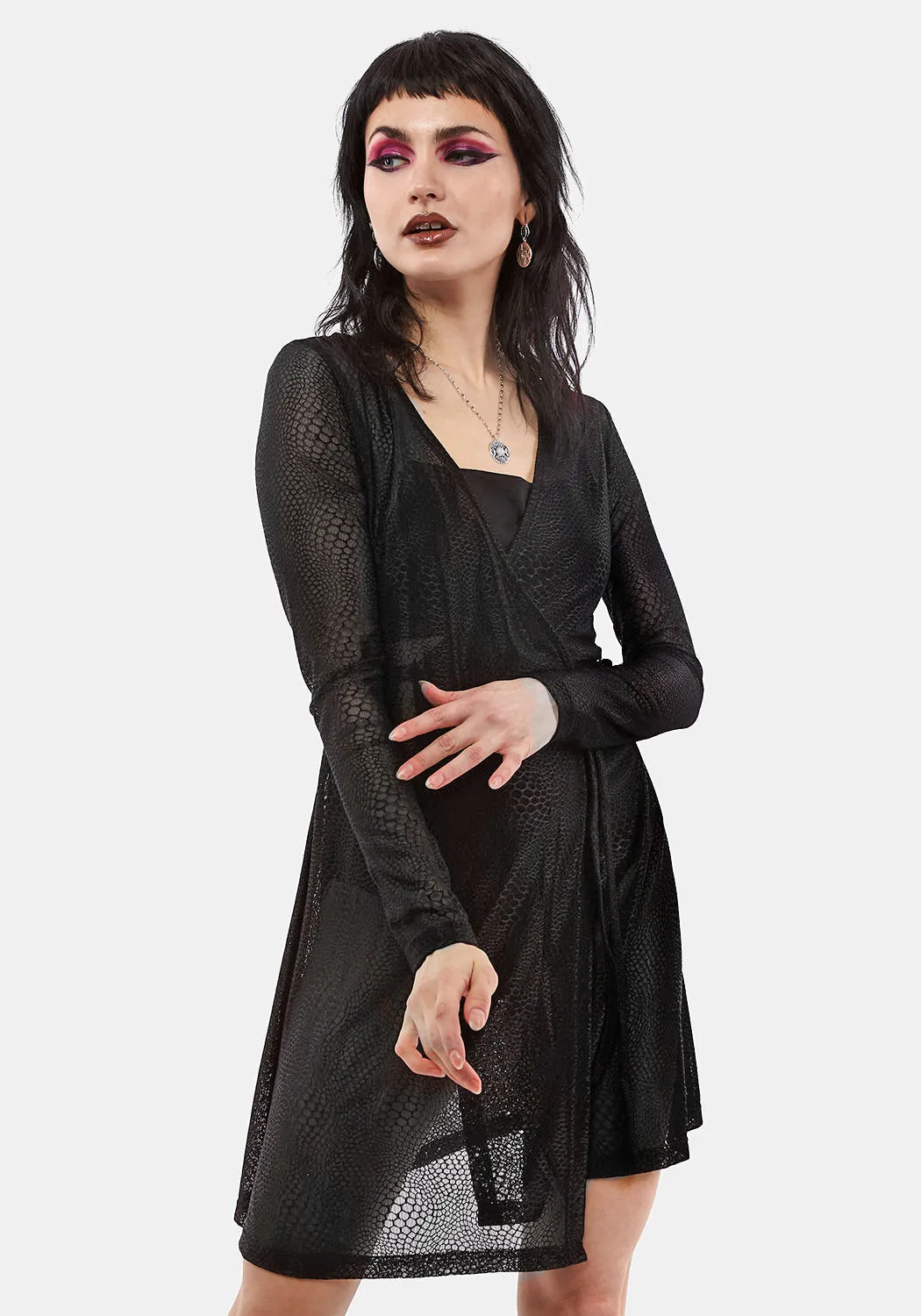 AMORE SHEER WRAP DRESS