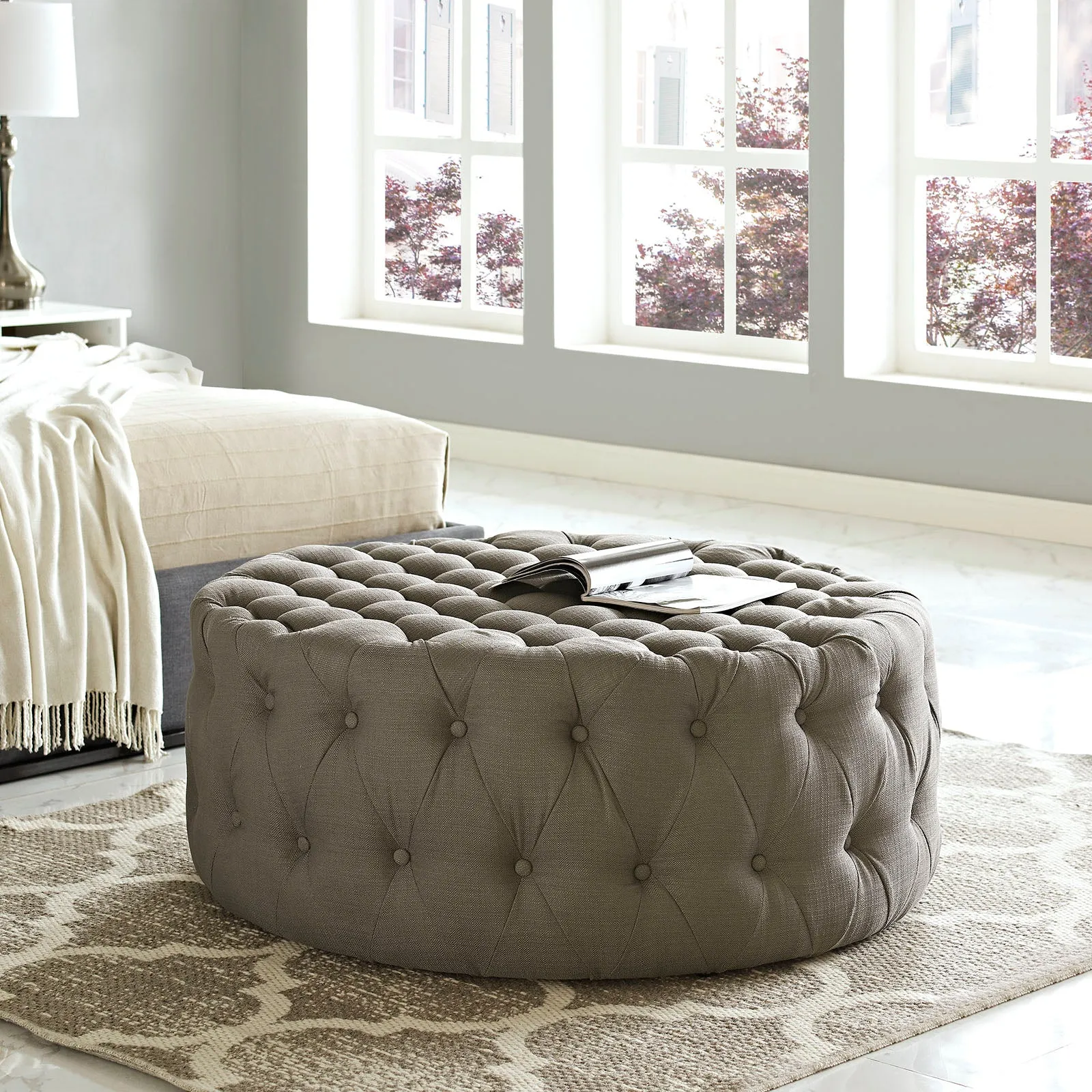 Amour Upholstered Fabric Ottoman by Modway