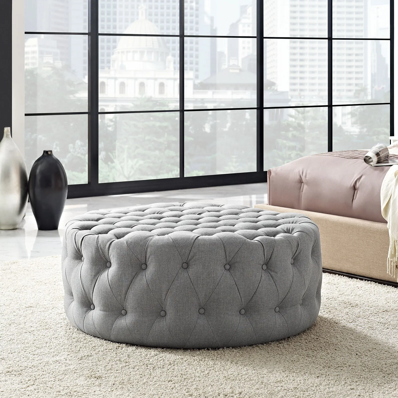 Amour Upholstered Fabric Ottoman by Modway