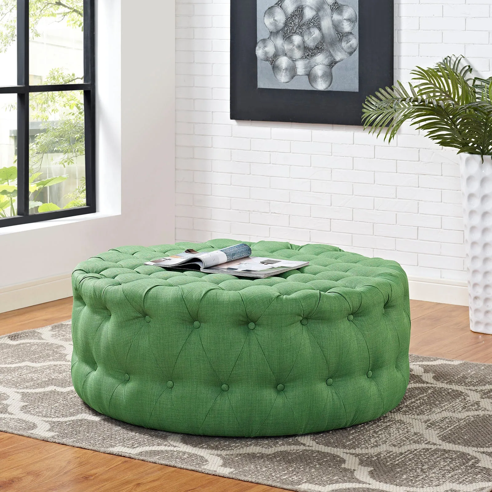 Amour Upholstered Fabric Ottoman by Modway