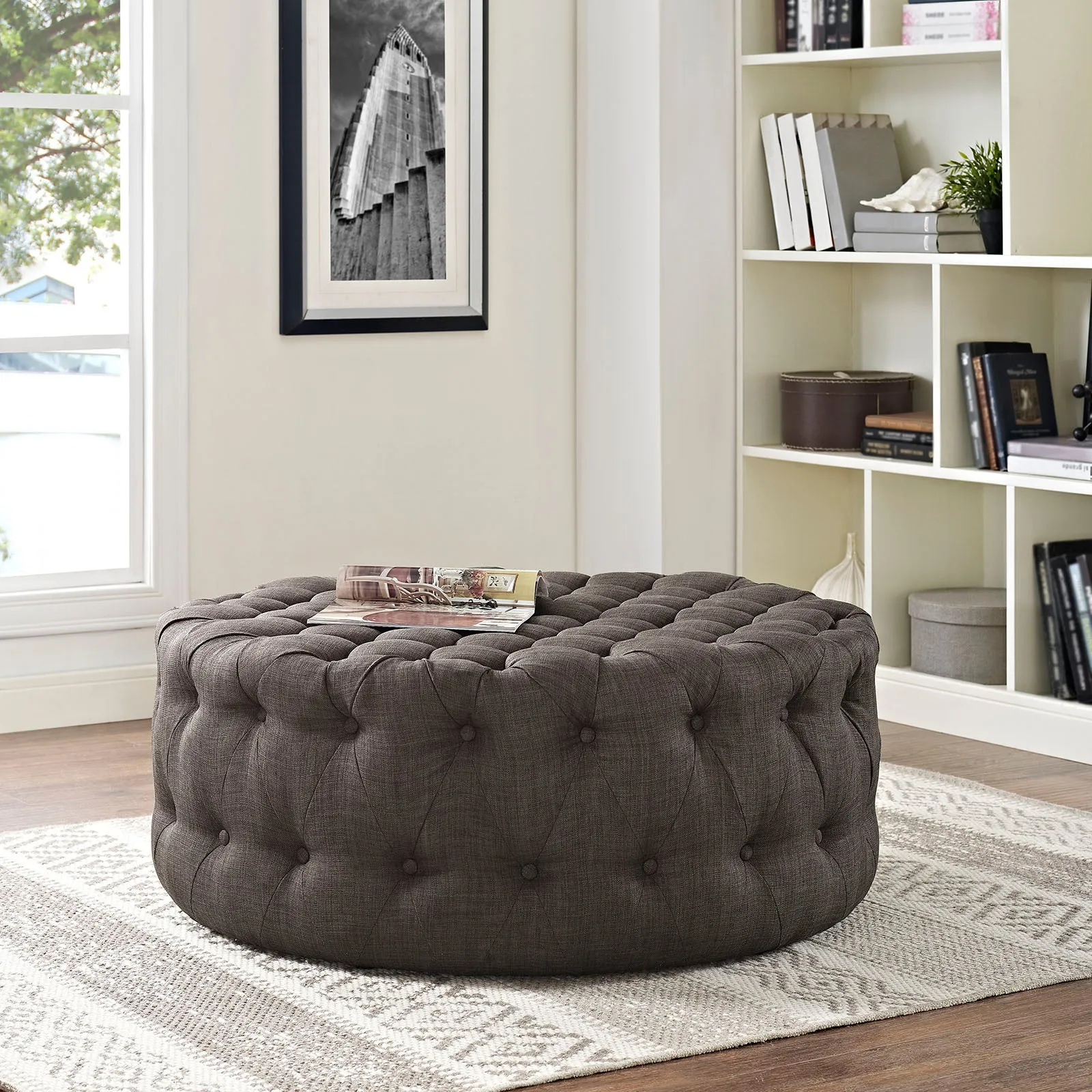 Amour Upholstered Fabric Ottoman by Modway