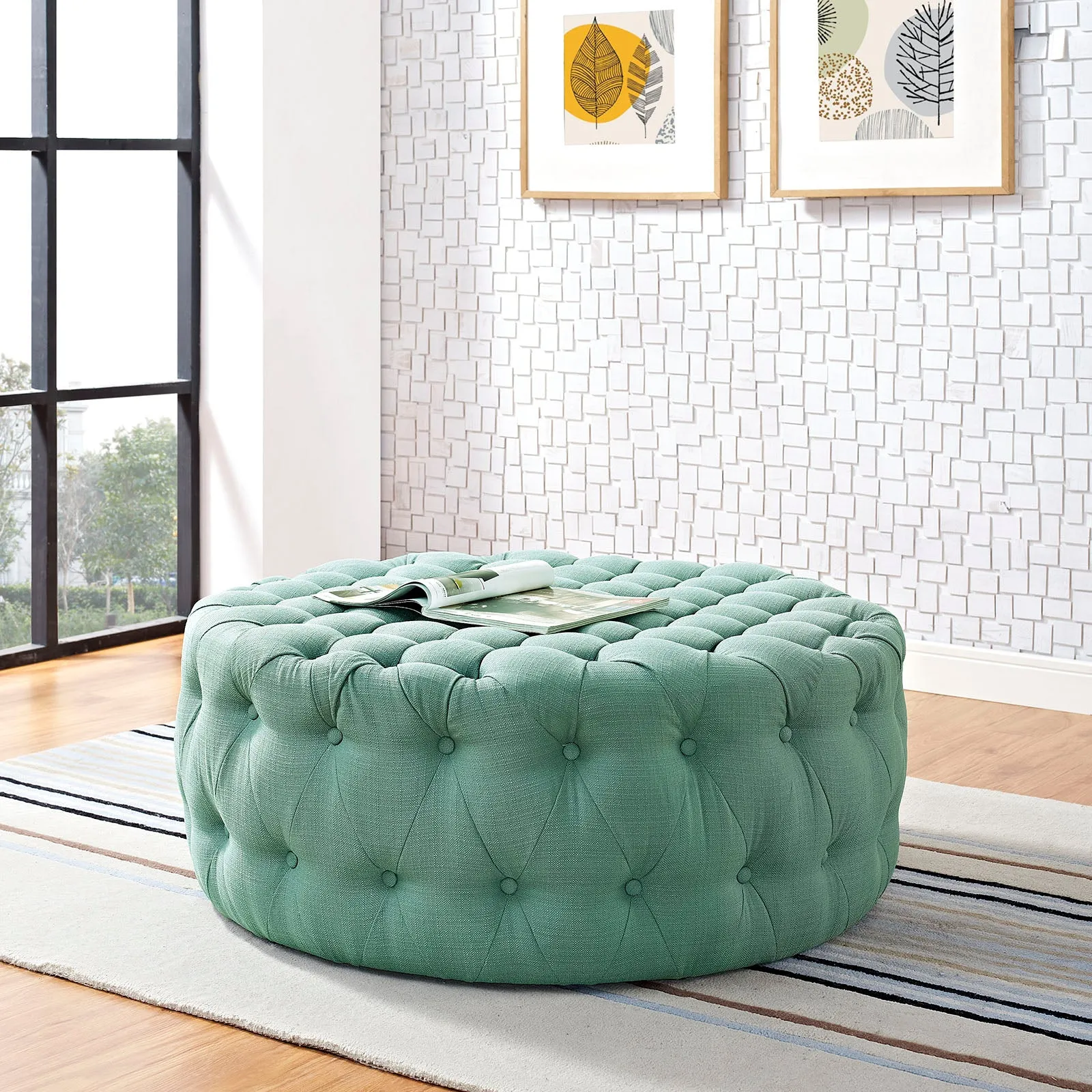 Amour Upholstered Fabric Ottoman by Modway