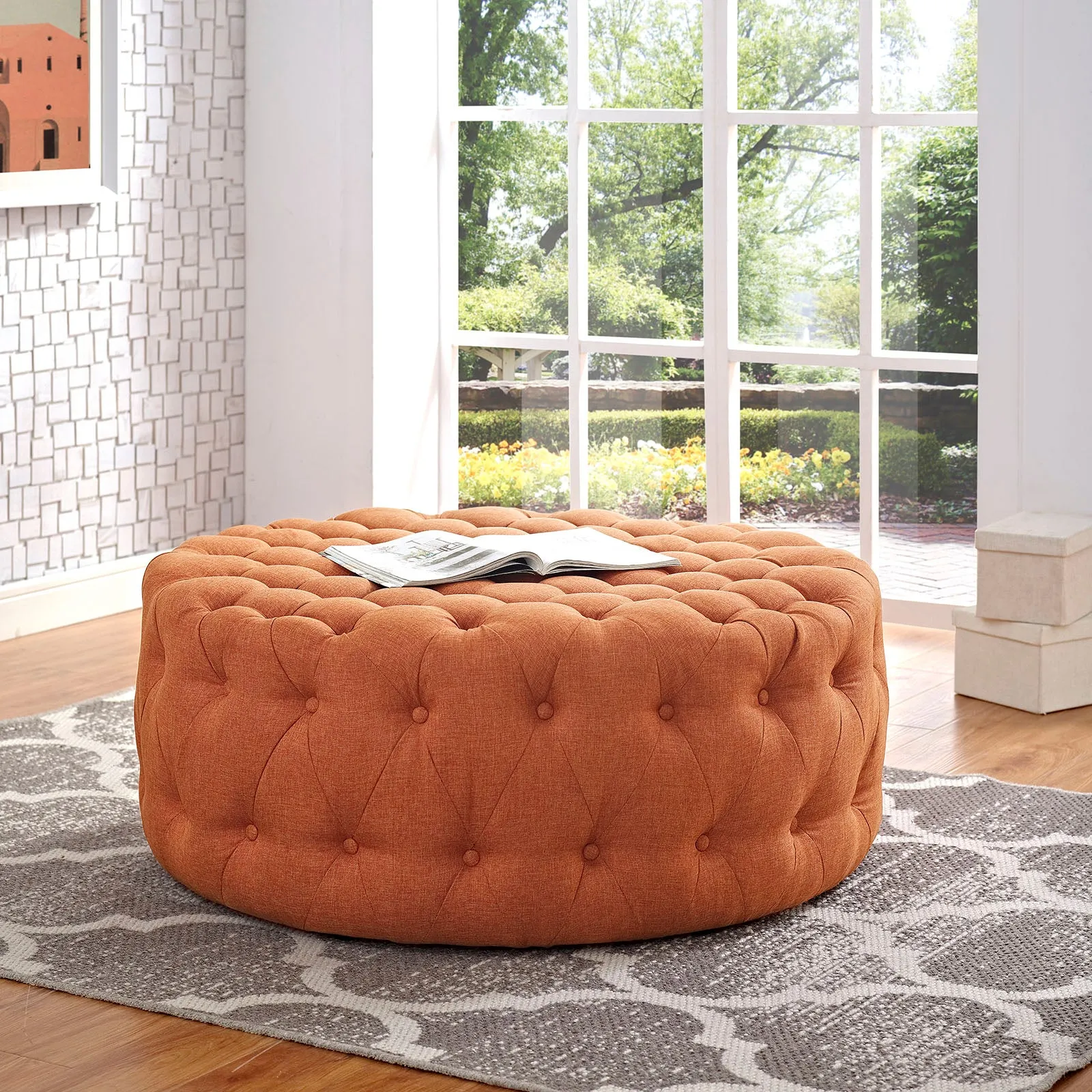 Amour Upholstered Fabric Ottoman by Modway