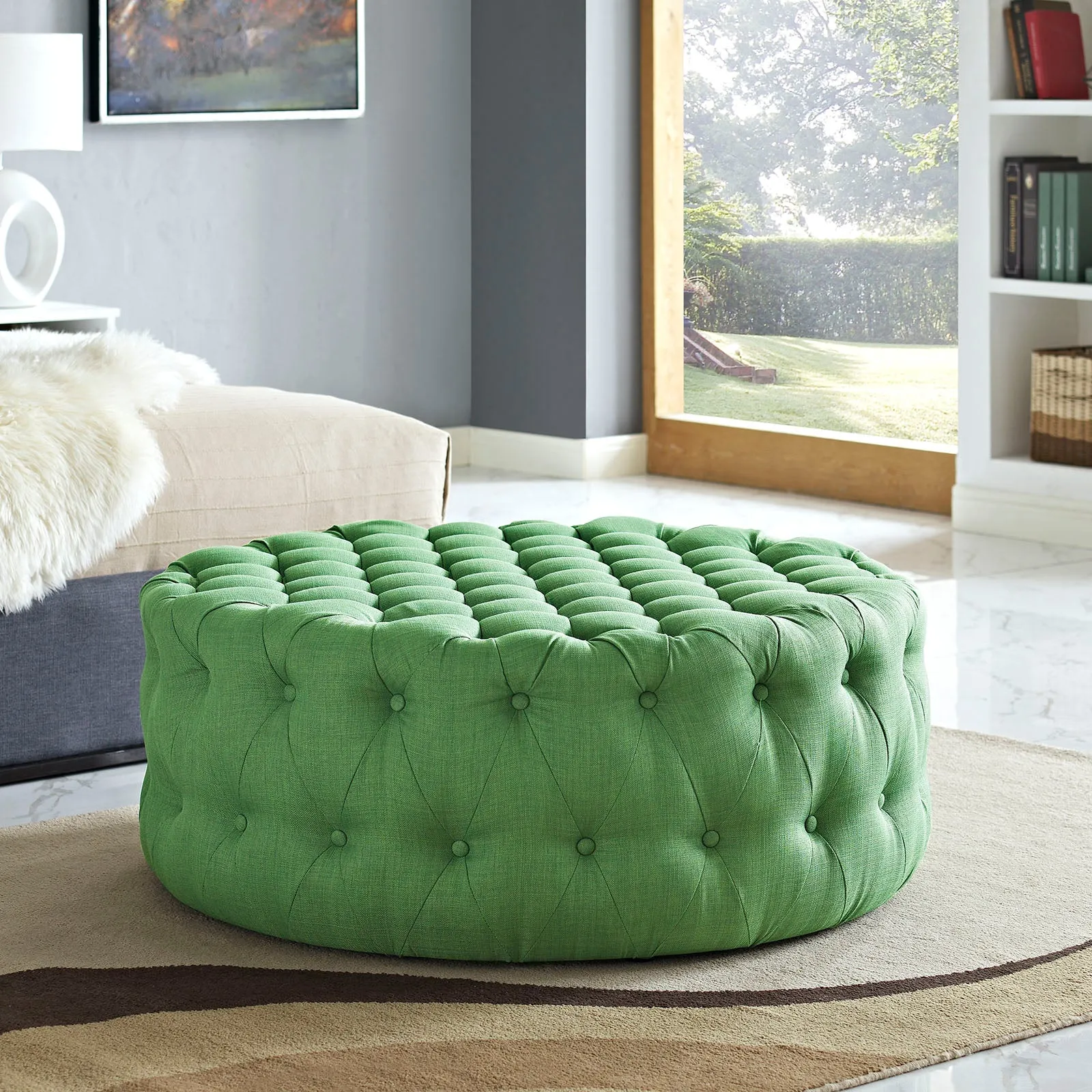 Amour Upholstered Fabric Ottoman by Modway