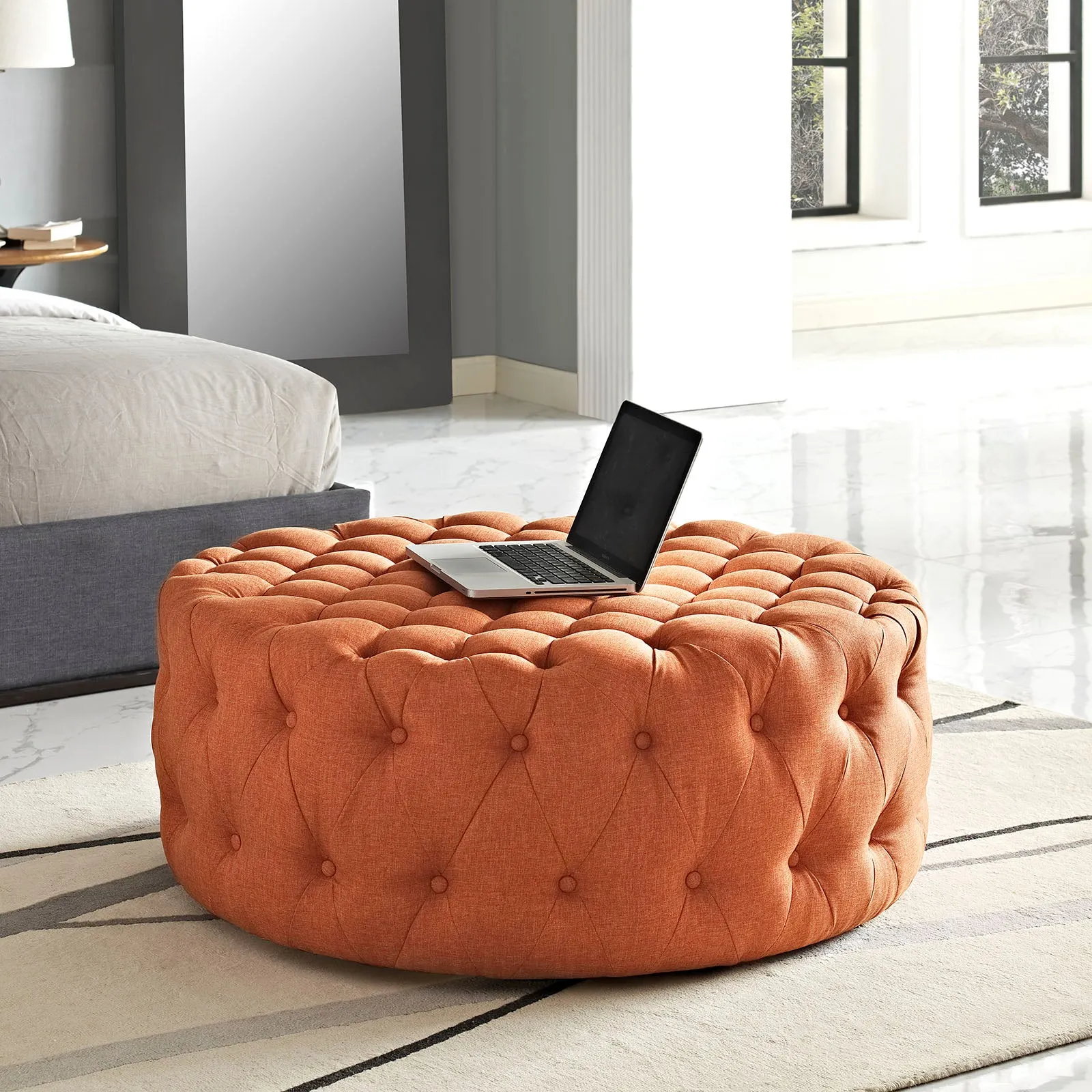 Amour Upholstered Fabric Ottoman by Modway