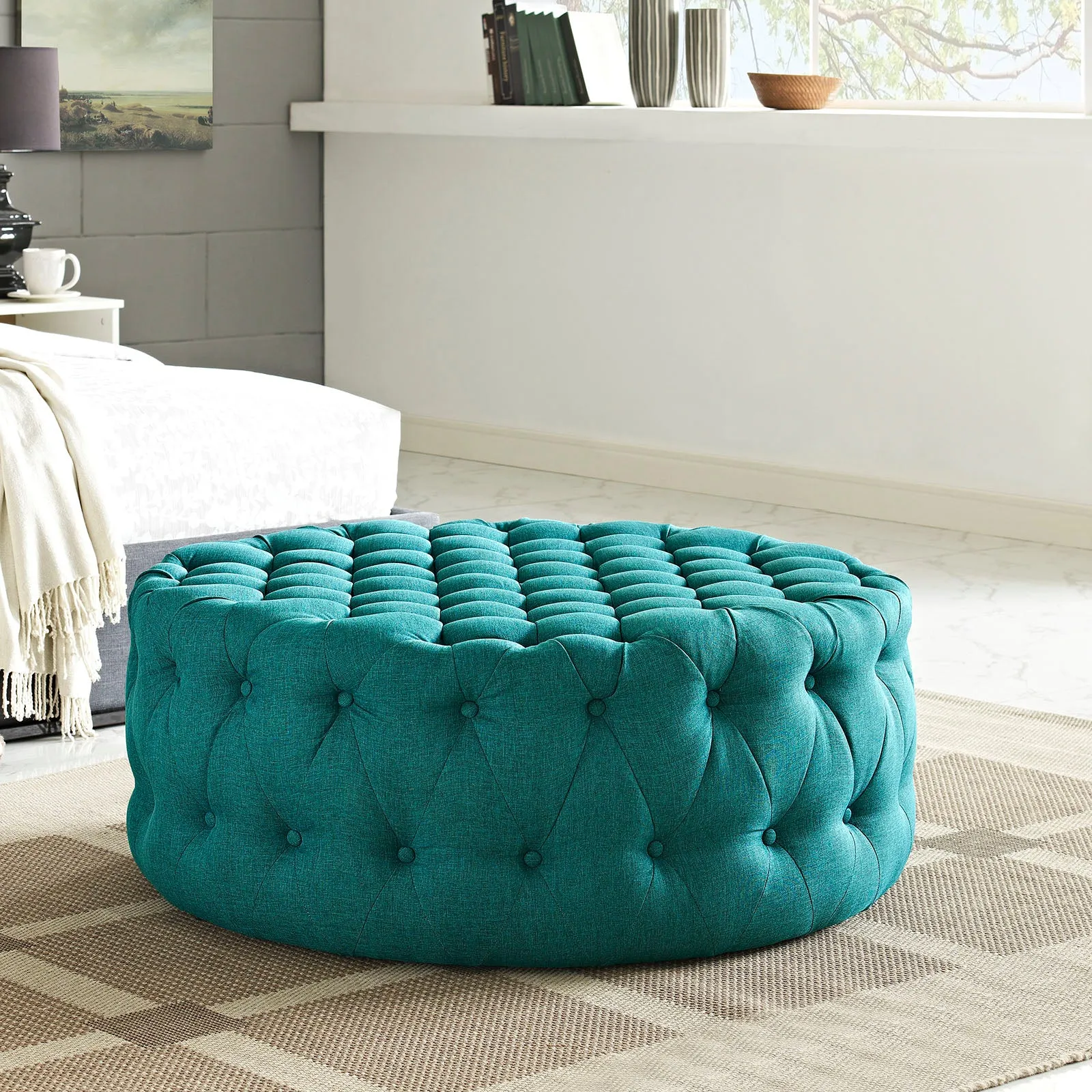 Amour Upholstered Fabric Ottoman by Modway