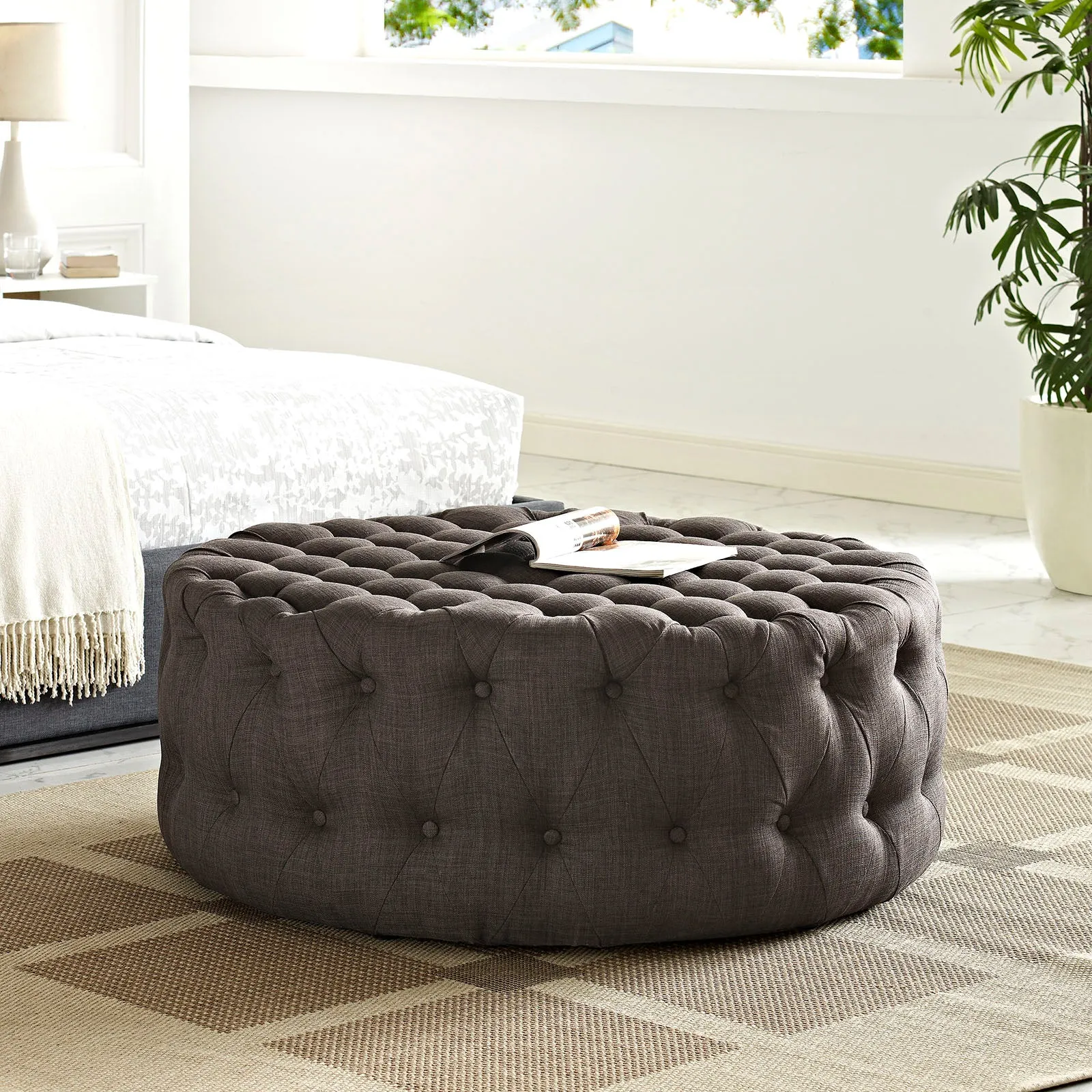 Amour Upholstered Fabric Ottoman by Modway