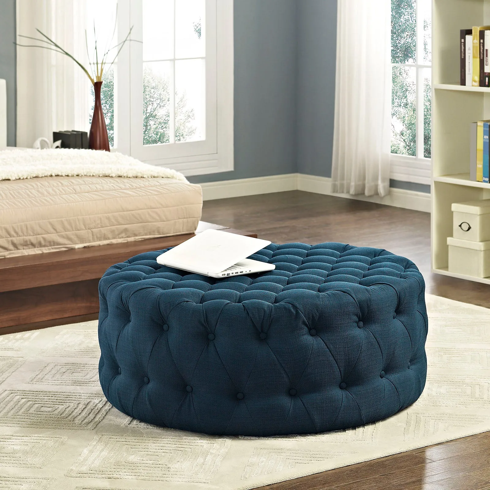 Amour Upholstered Fabric Ottoman by Modway