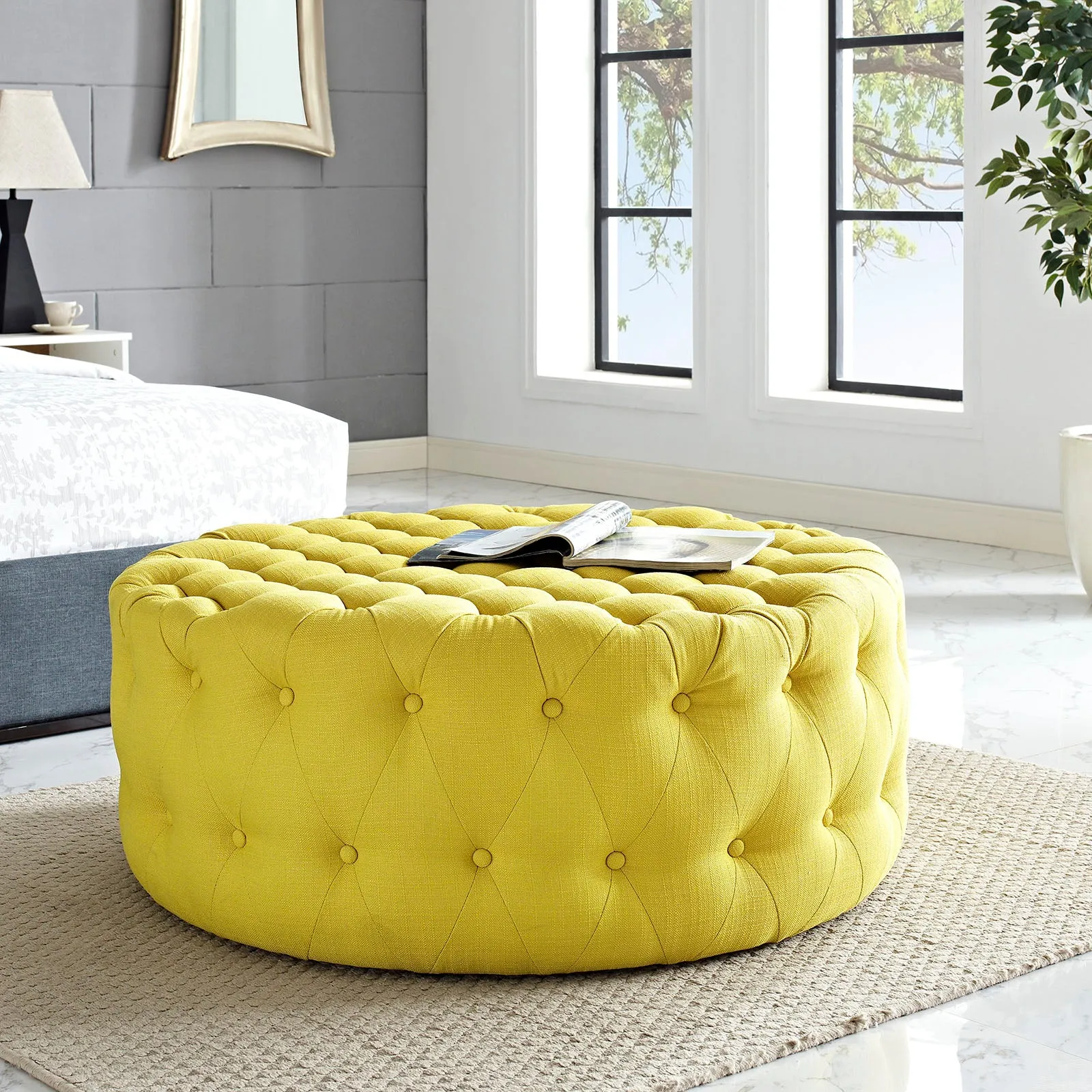 Amour Upholstered Fabric Ottoman by Modway