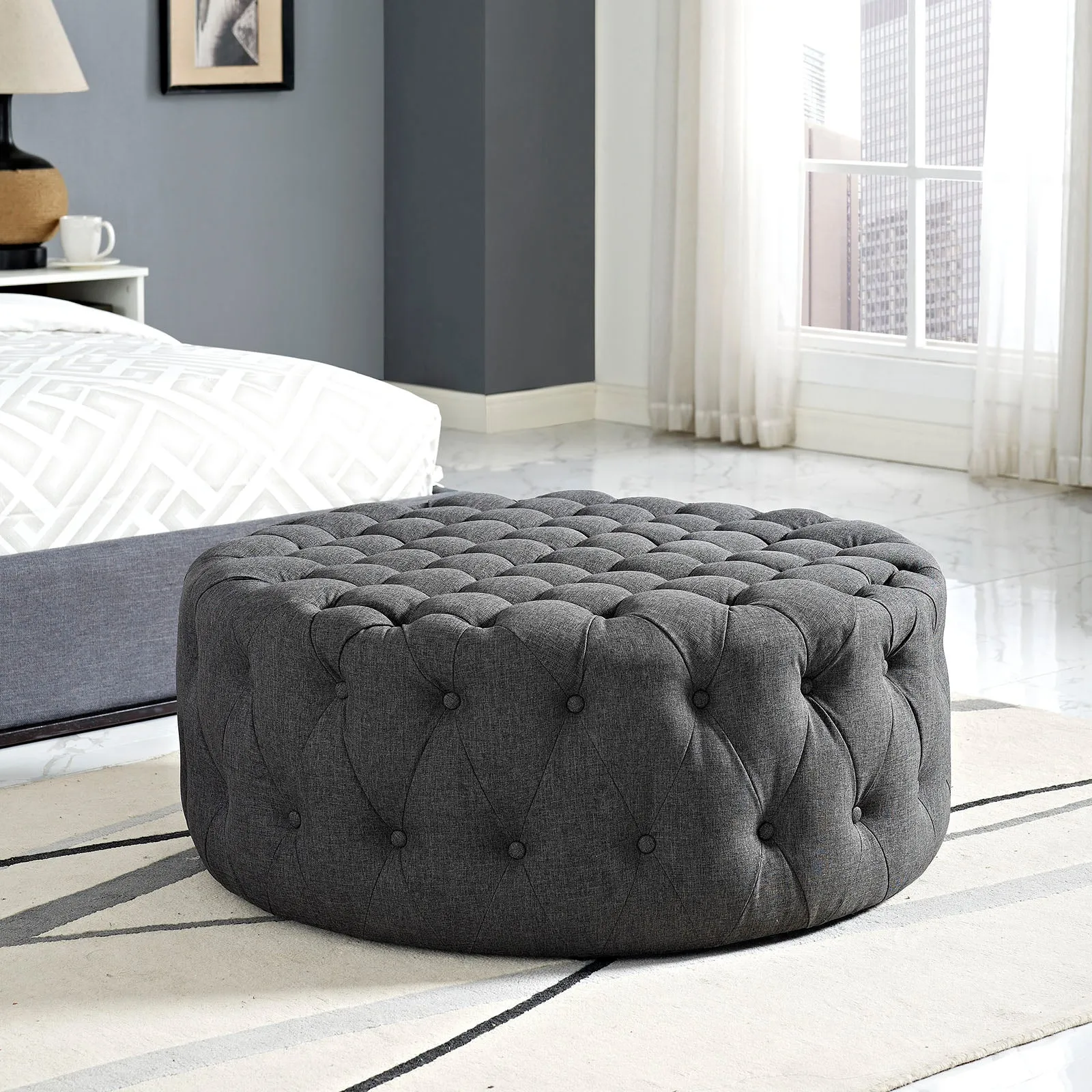 Amour Upholstered Fabric Ottoman by Modway