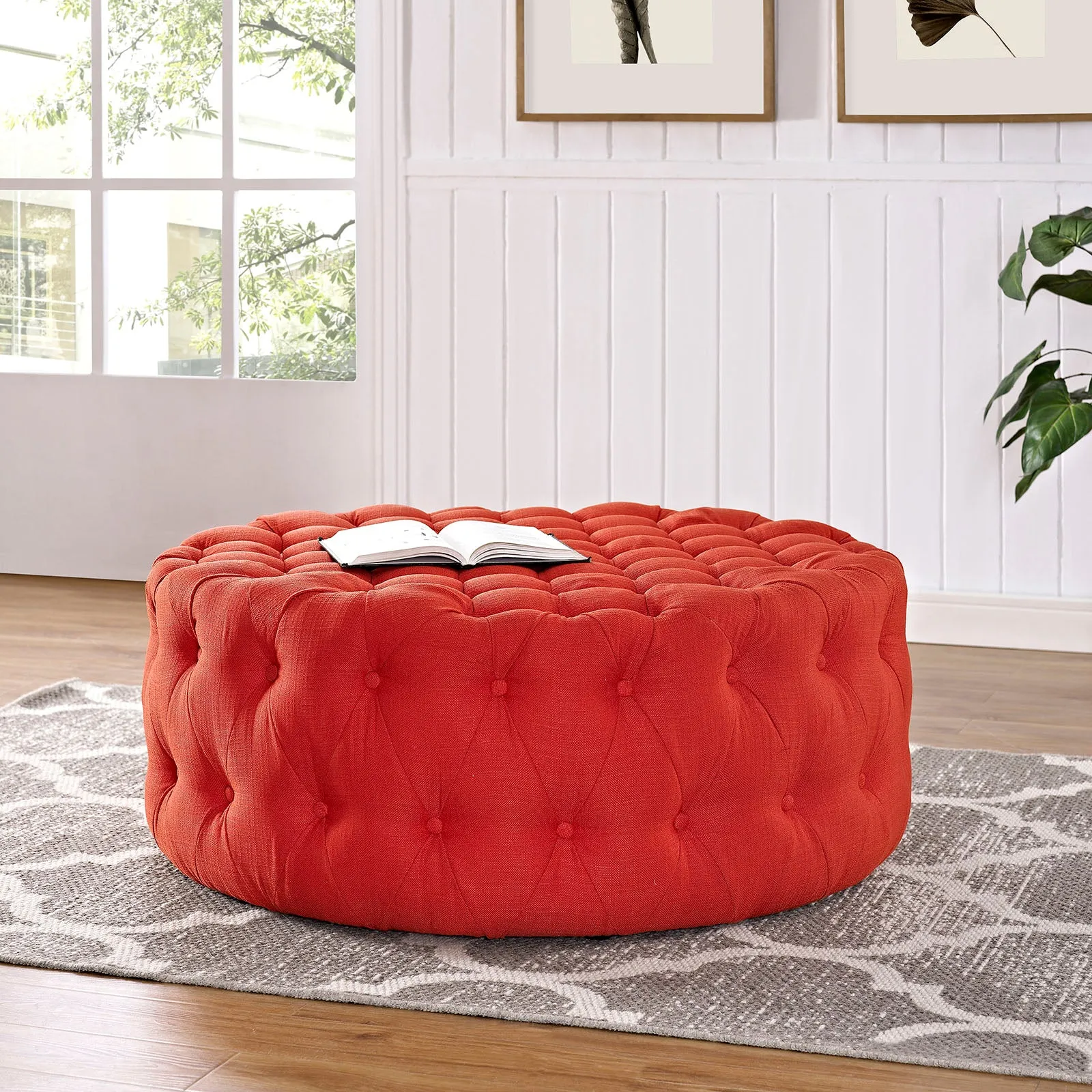 Amour Upholstered Fabric Ottoman by Modway