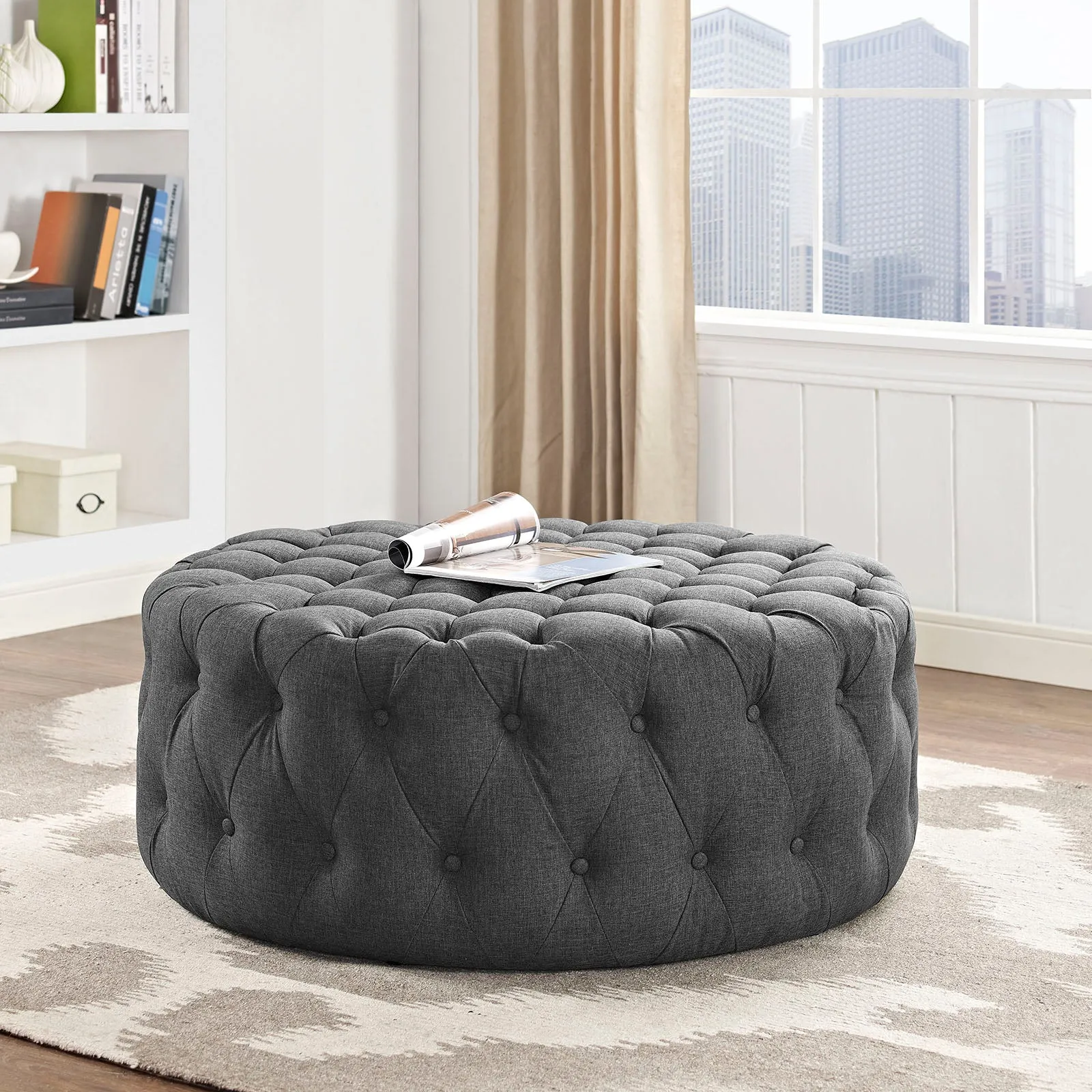 Amour Upholstered Fabric Ottoman by Modway