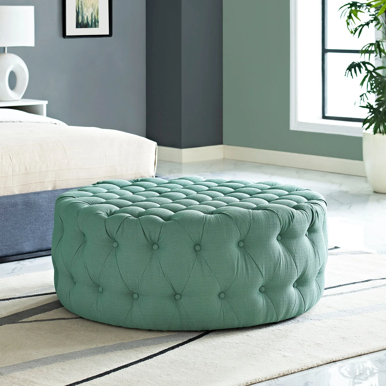 Amour Upholstered Fabric Ottoman by Modway