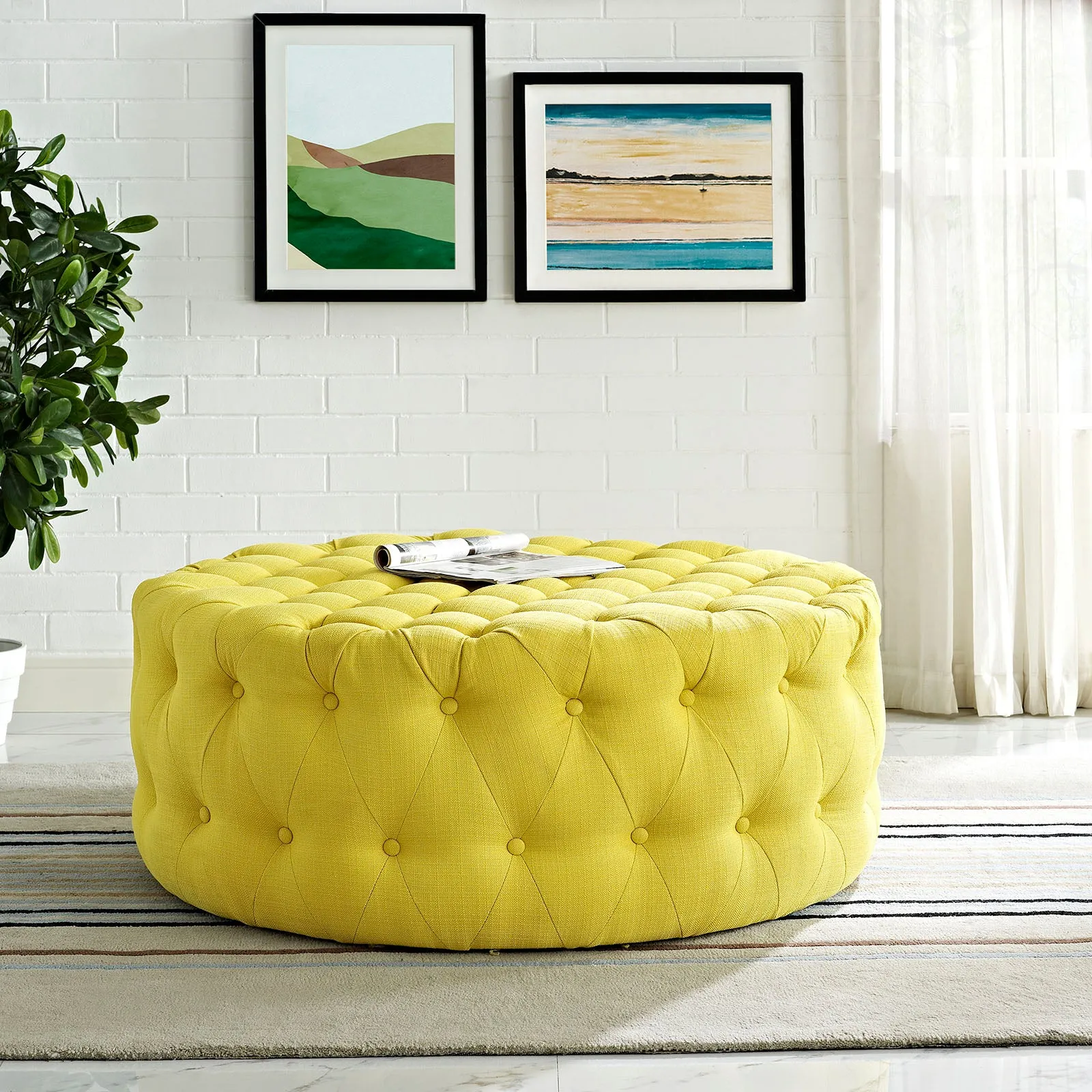 Amour Upholstered Fabric Ottoman by Modway