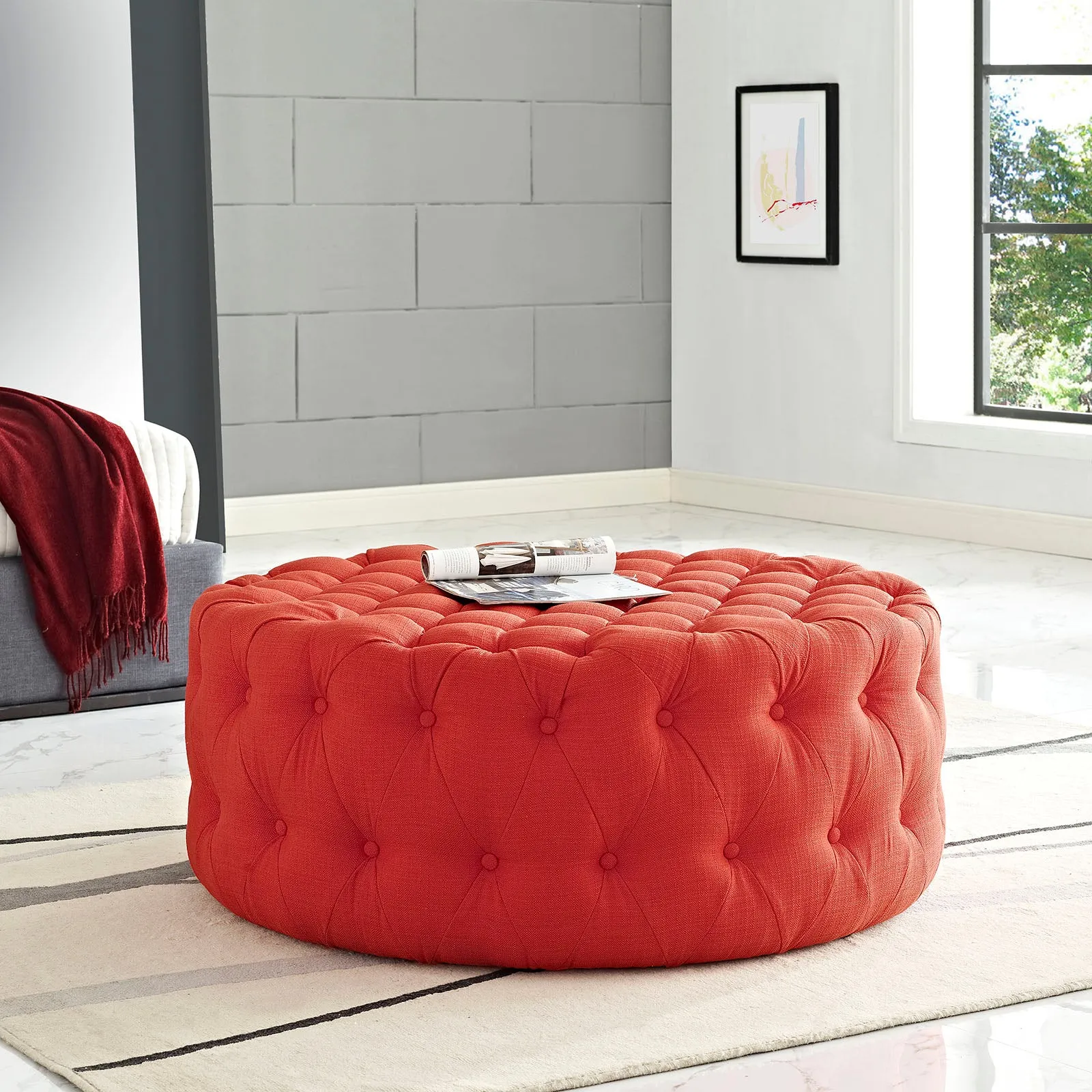 Amour Upholstered Fabric Ottoman by Modway