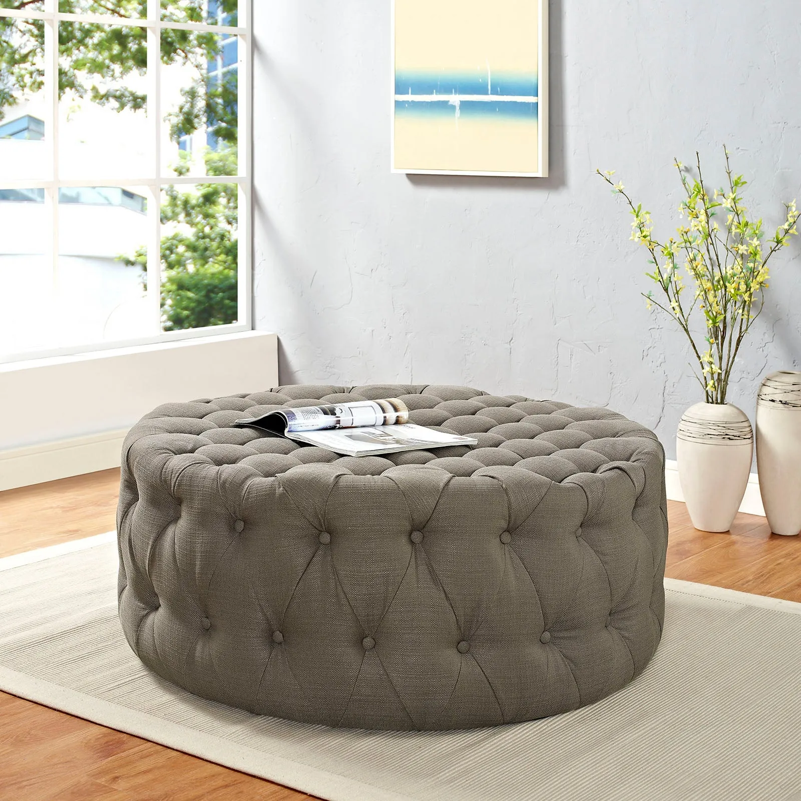 Amour Upholstered Fabric Ottoman by Modway