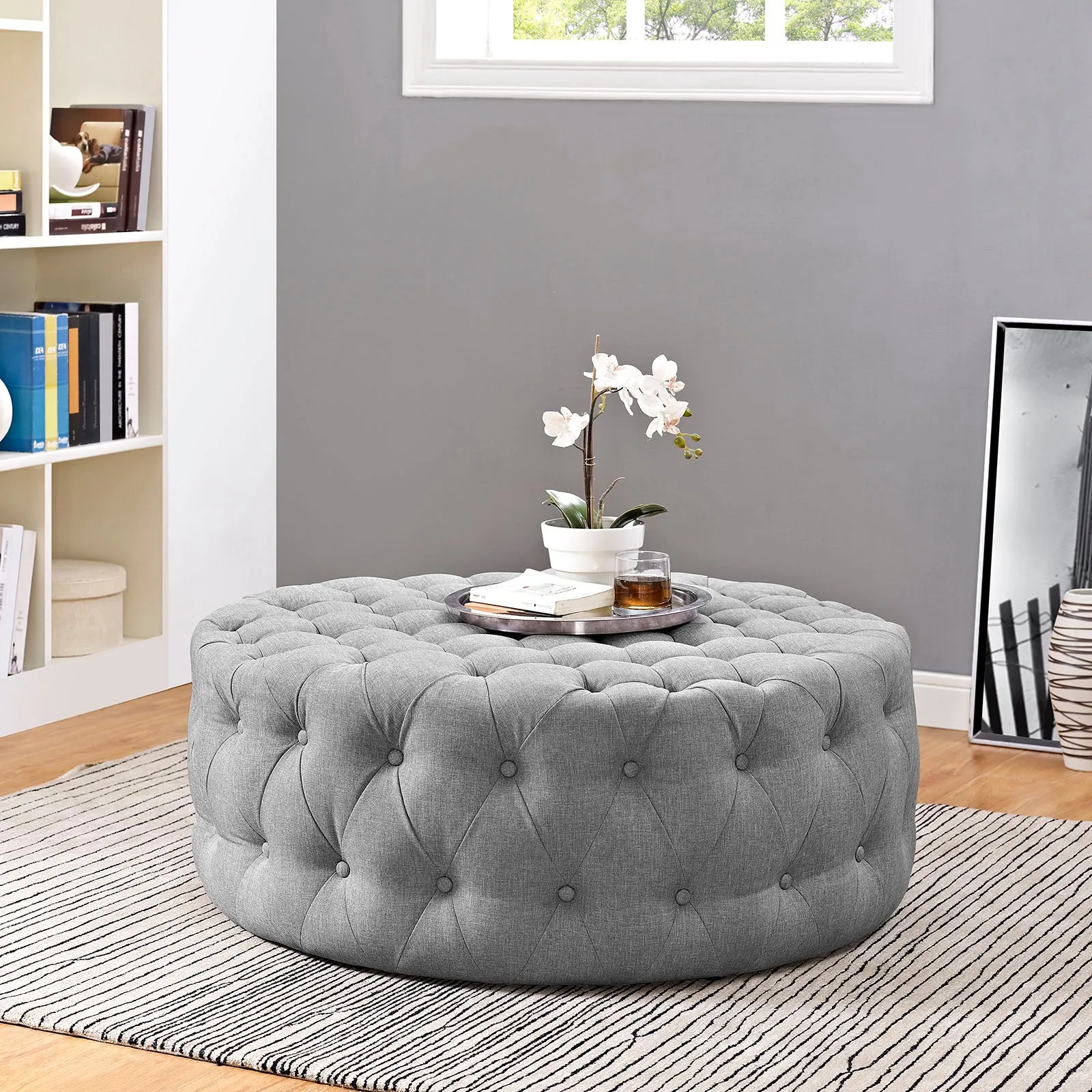 Amour Upholstered Fabric Ottoman by Modway