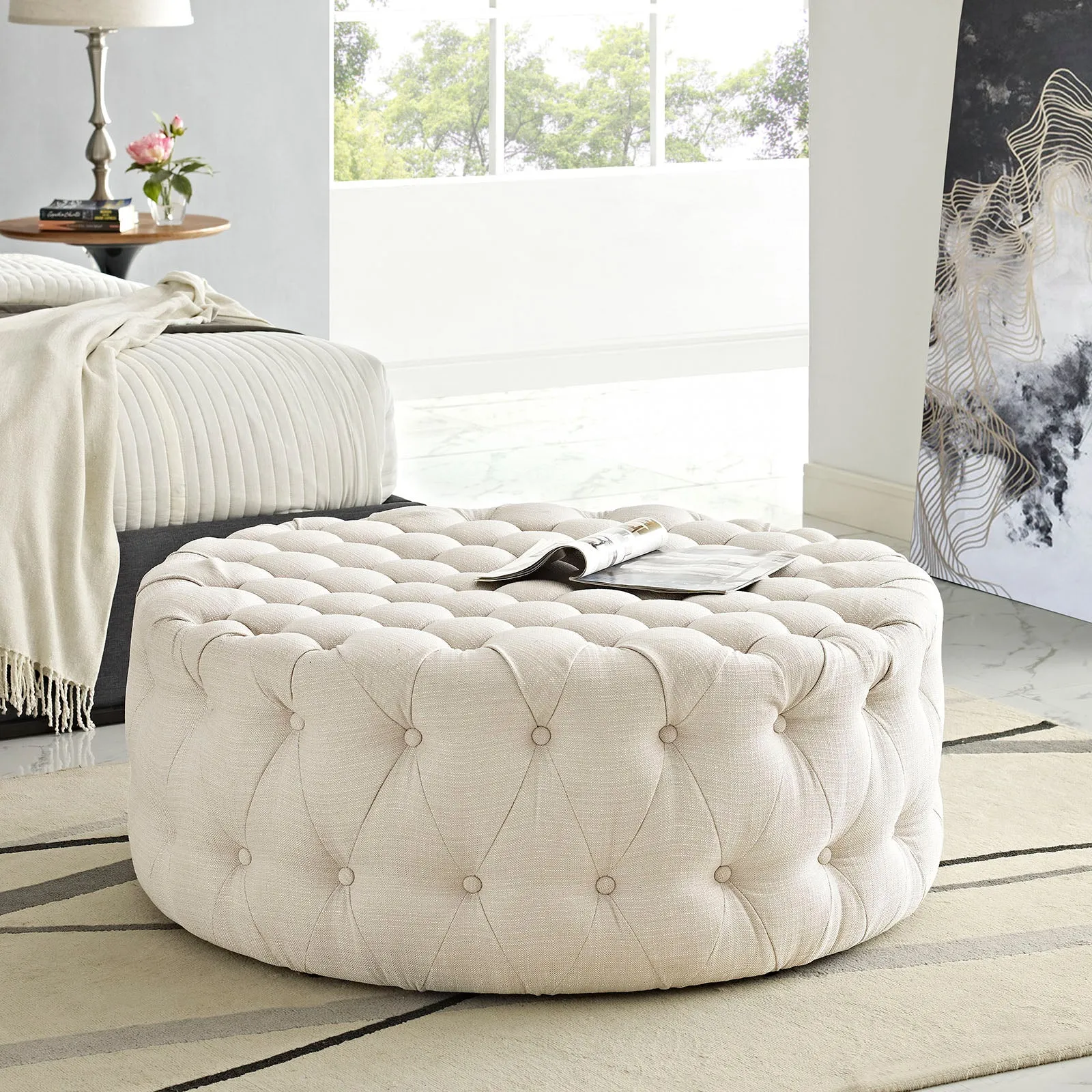 Amour Upholstered Fabric Ottoman by Modway