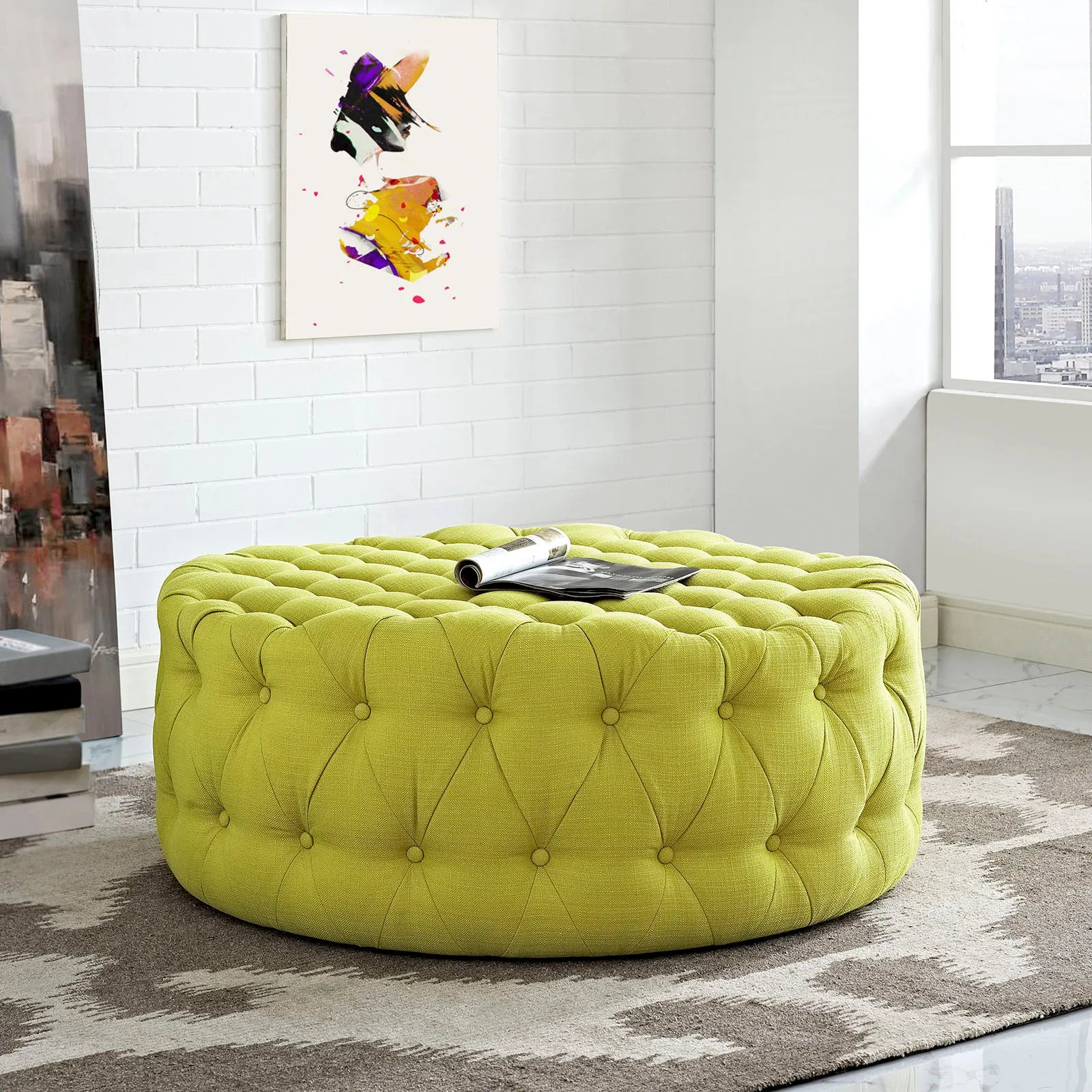 Amour Upholstered Fabric Ottoman by Modway