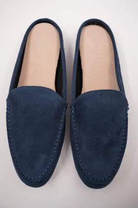 Azure Suedette Slip Ons