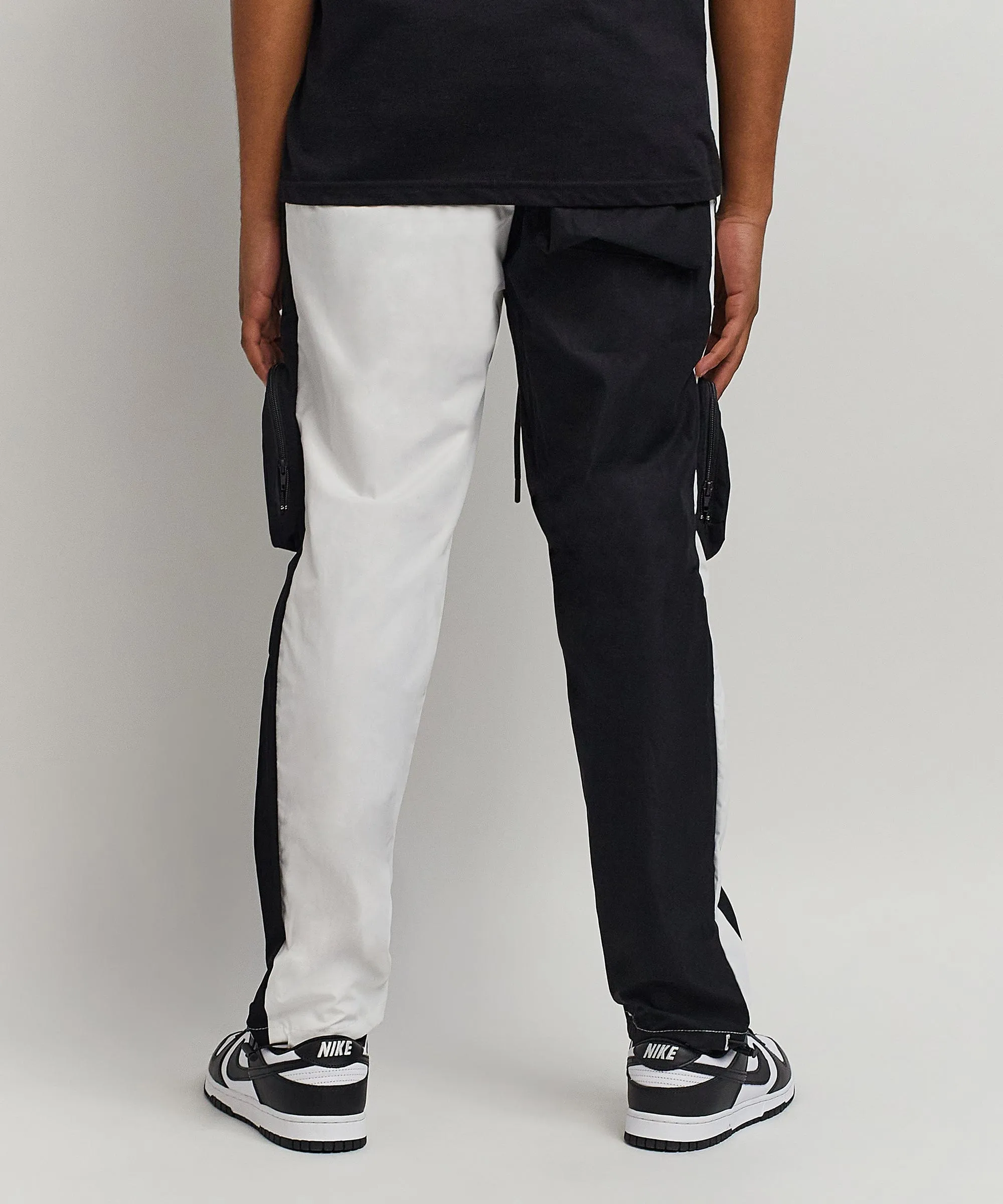 Bader Cotton Twill Color Block Utility Joggers - Black&White