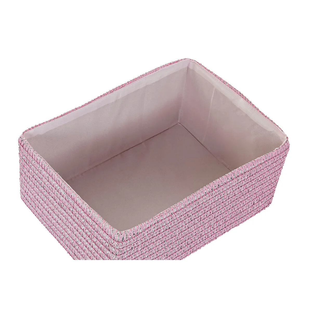 Basket set DKD Home Decor 41 x 29 x 18 cm Silver Grey Pink polypropylene