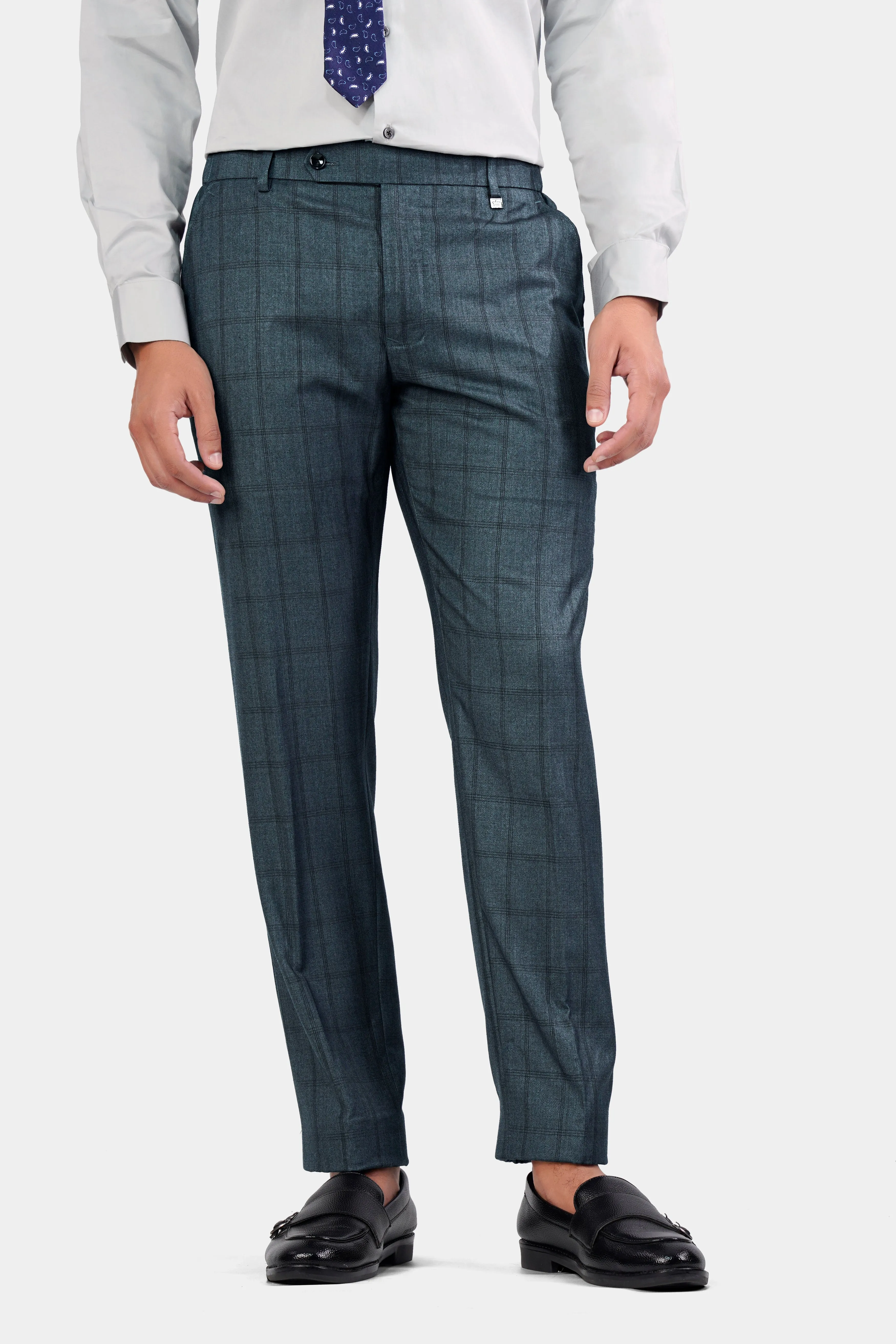 Bayoux Gray Plaid Wool Rich Pant