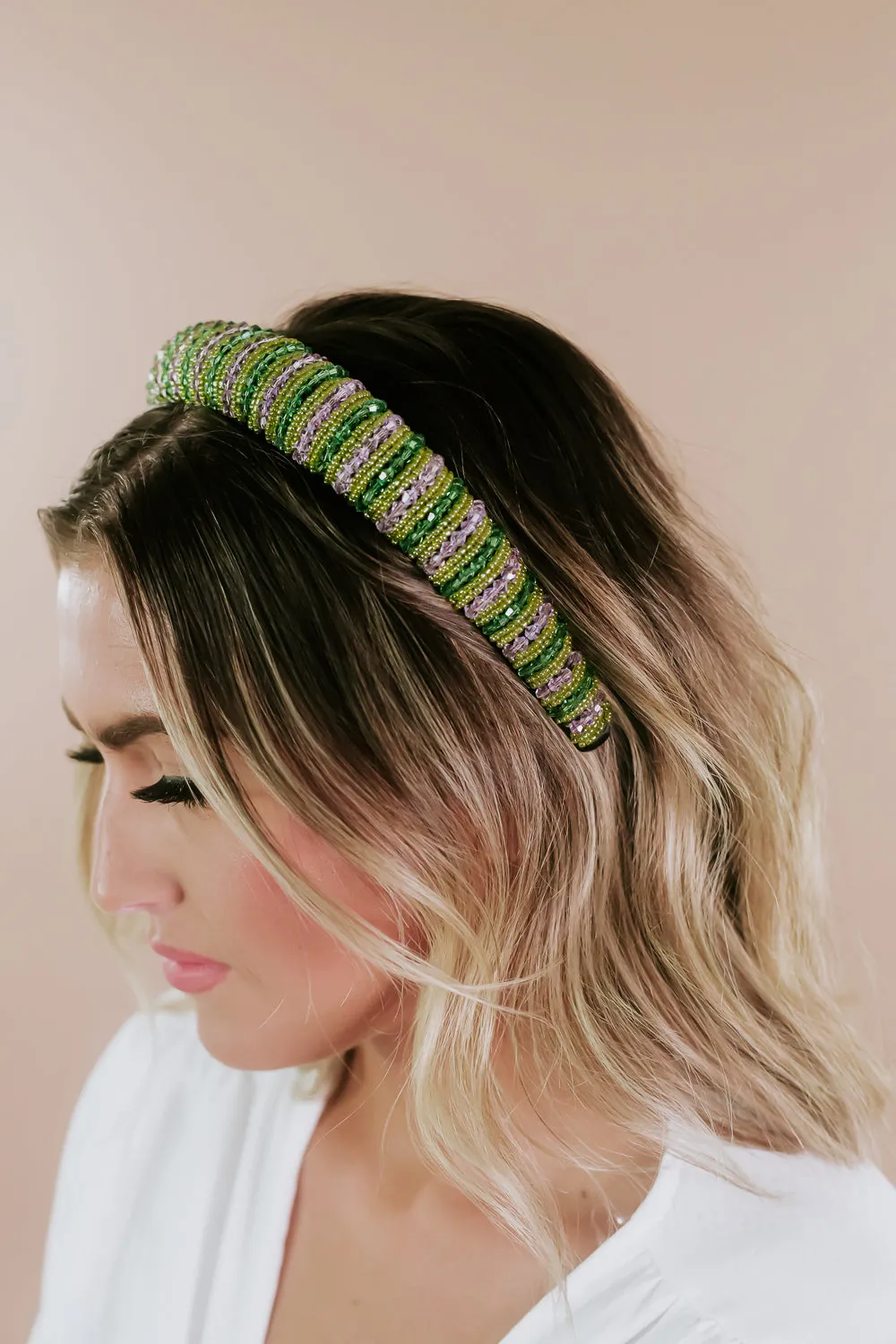 Beaded Headband, Green