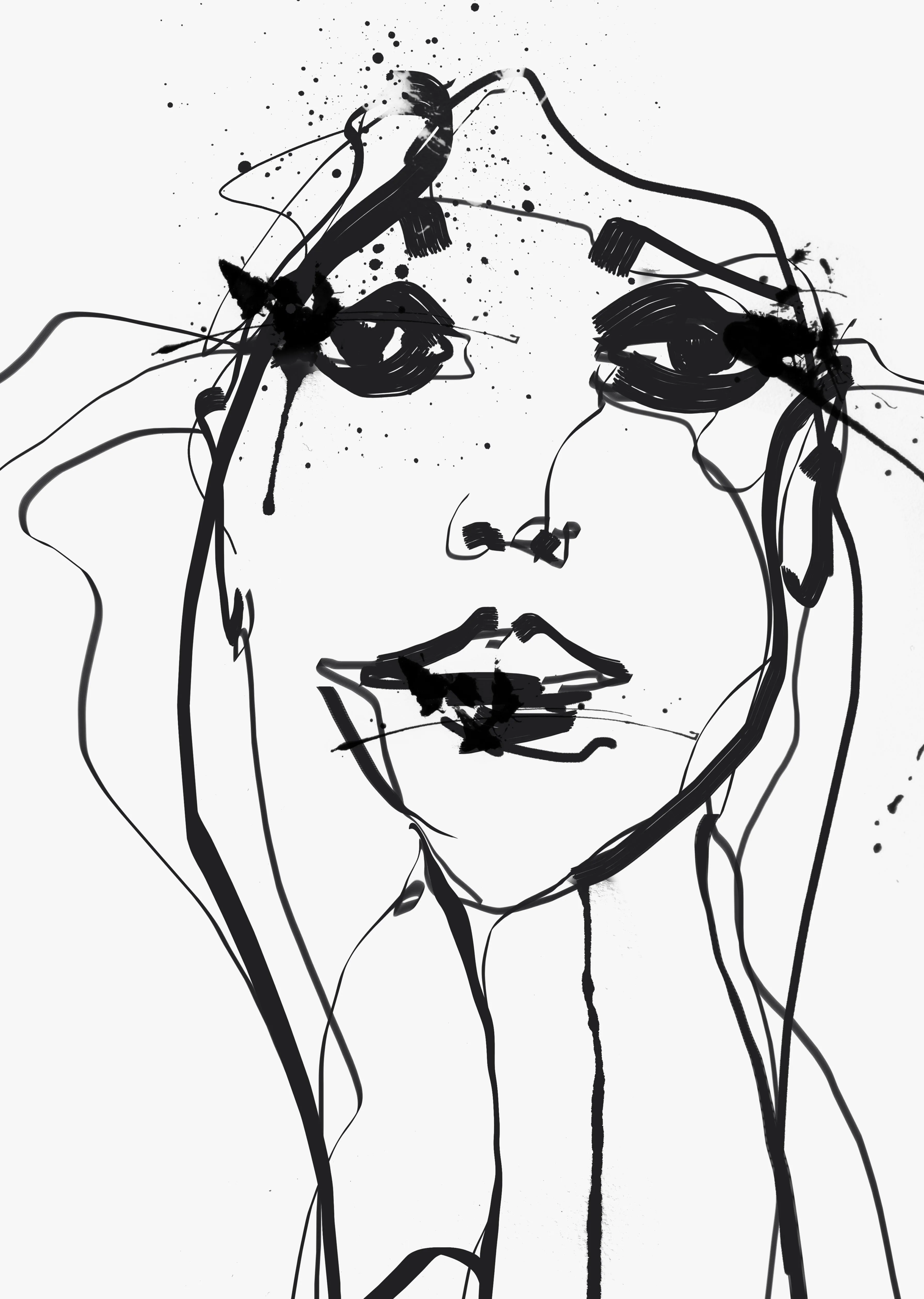 Black Ink Portrait Art Print (1)