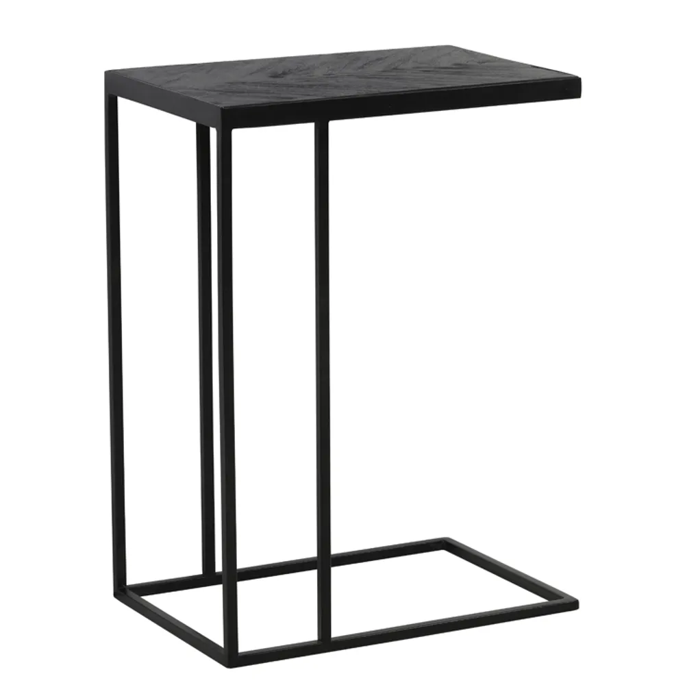 Black Wood and Black Metal Sofa Table 62cm