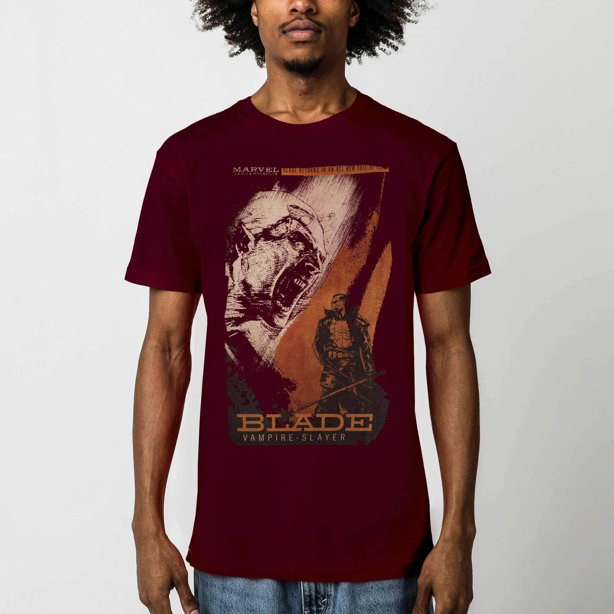 Blade Maroon Grindhouse Poster Tee