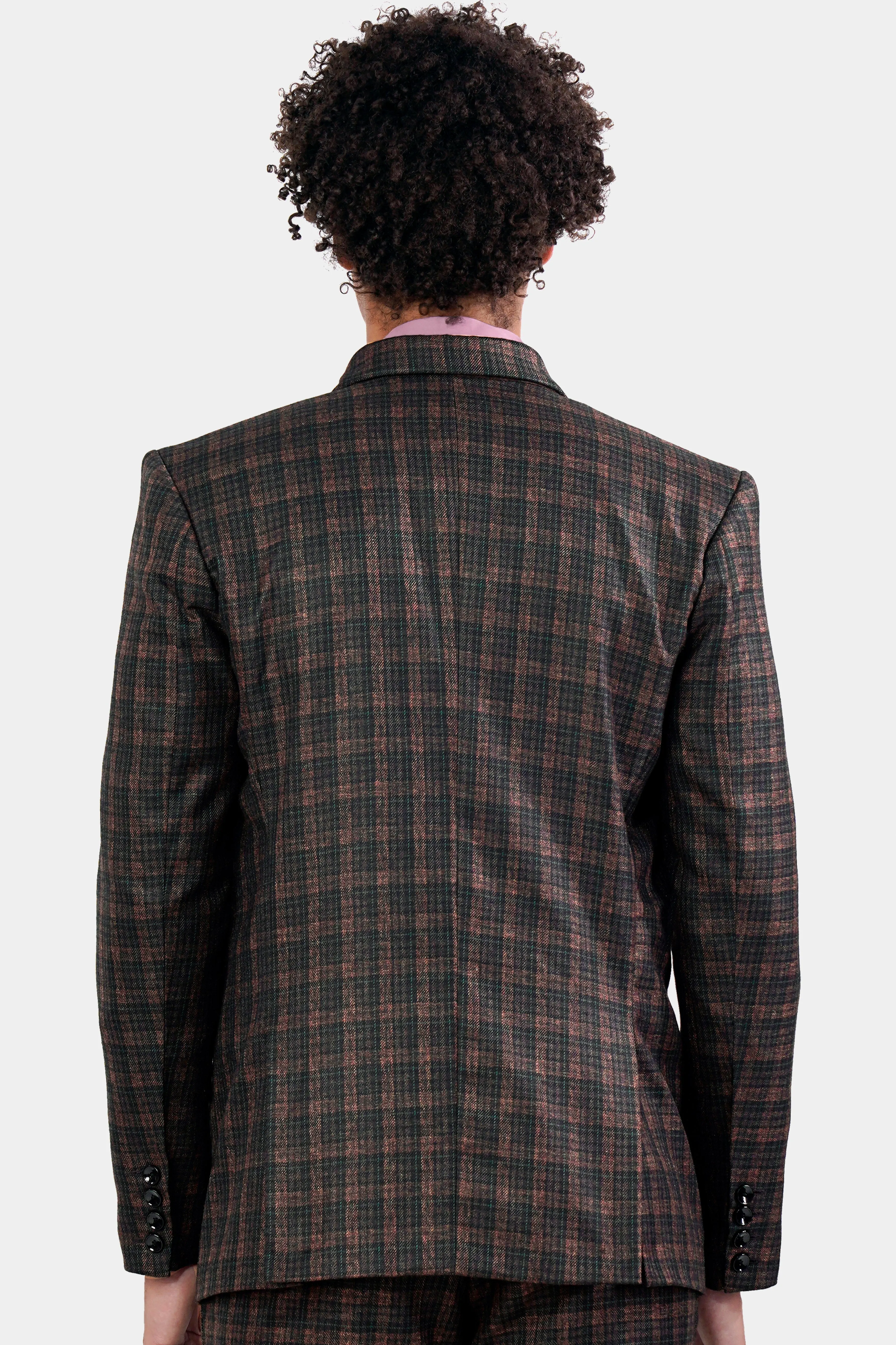 Bole Brown with Ebony Clay Black Plaid Wool Rich Blazer