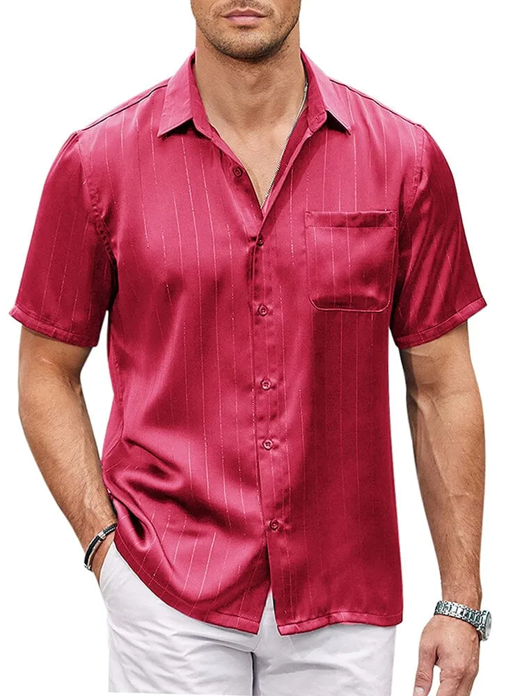 Casual Silk Satin Short Sleeve Shirt (US Only)