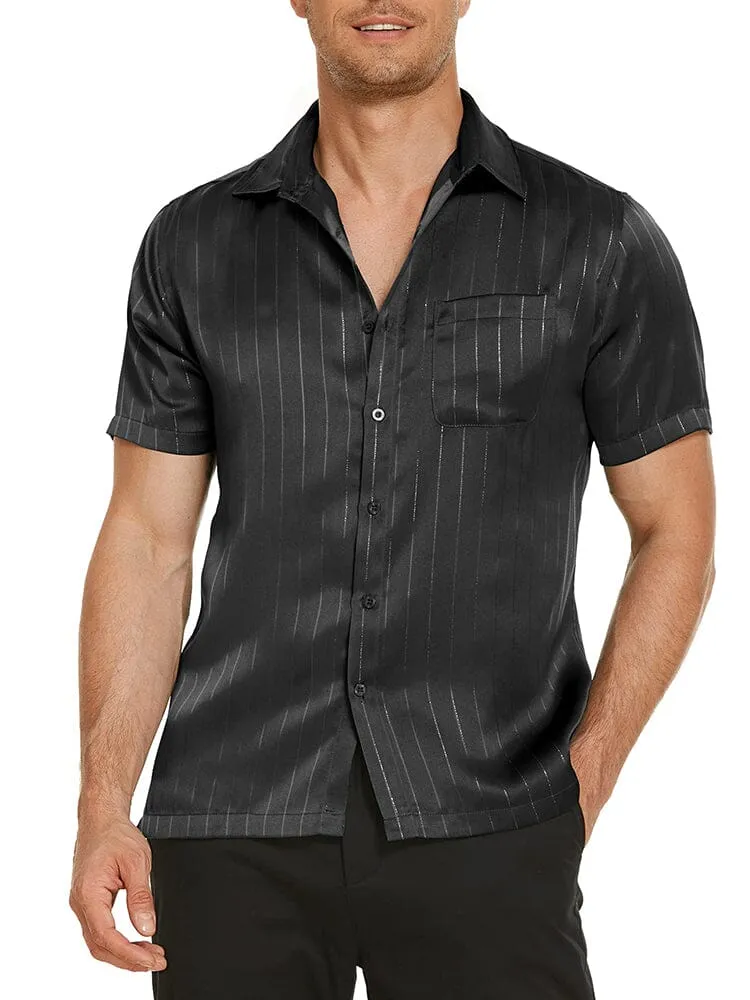 Casual Silk Satin Short Sleeve Shirt (US Only)